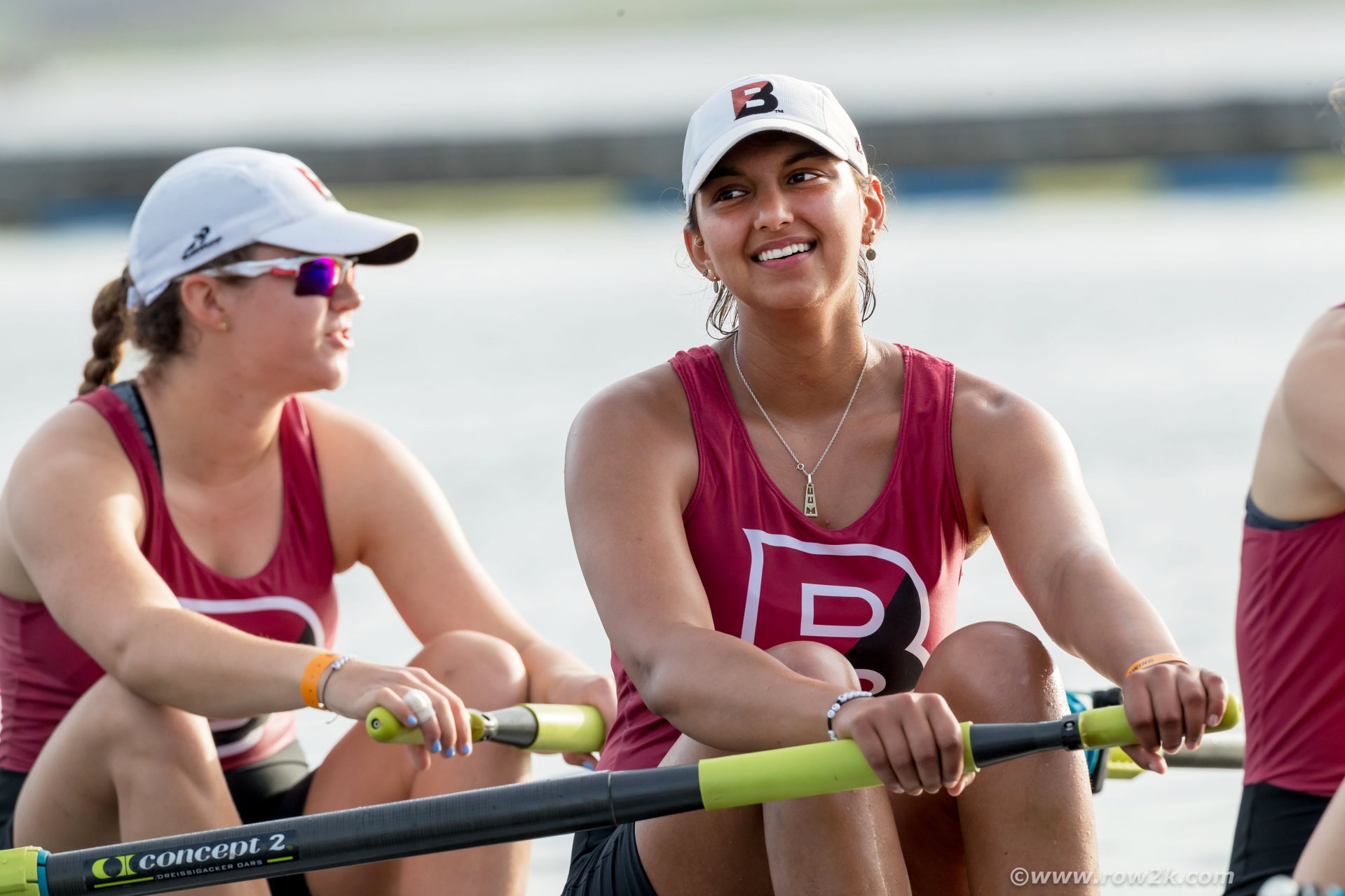 Amelia Wilhelm '18 is shown prior to the second varsity eight's preliminary heat vs. Wellesley, WPI, and Washington College at the NCAA Division III Women's on May 25, 2018. Both Bates boats easily advanced to the finals, both winning their grand finals races the next day to propel Bates to the national championship.
