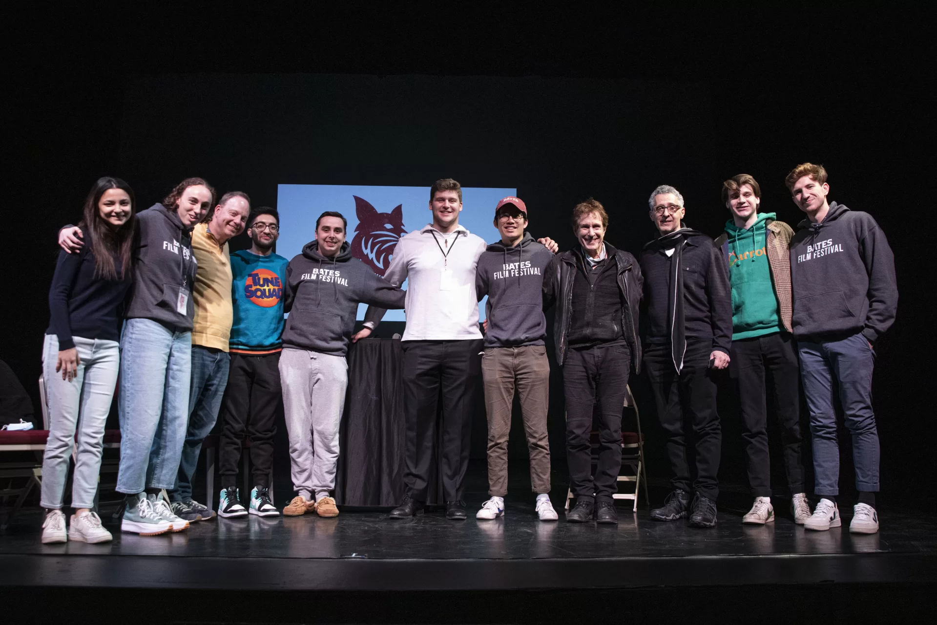 Bates Film Festival guests John Turturro and John Shea ’72 participate in two back to back Q&As in Schaeffer Theater. Turturro was from 2:30-4 p.m. Shea was from 4:30 to 6 p.m. Faculty members Jon Cavallero, Katalin Vecsey and Tim Dugan joined students from the Cavallero’s festival class to pose questions to the two actor/director/writers.