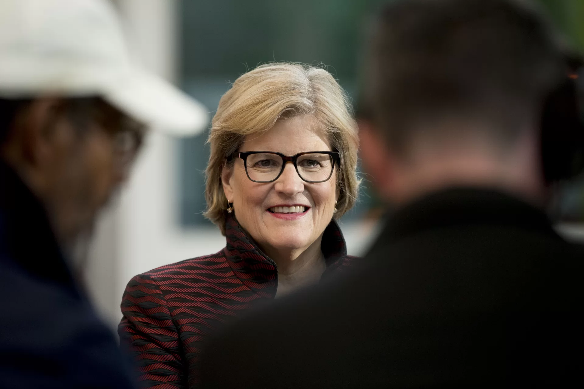 Clayton Spencer will step down as president of Bates College a year from now, on June 30, 2023. Here, Spencer greets students and alumni prior to the public launch of the Bates Campaign on May 16, 2017, at the Museum of Fine Arts in Boston. (Phyllis Graber Jensen/Bates College)