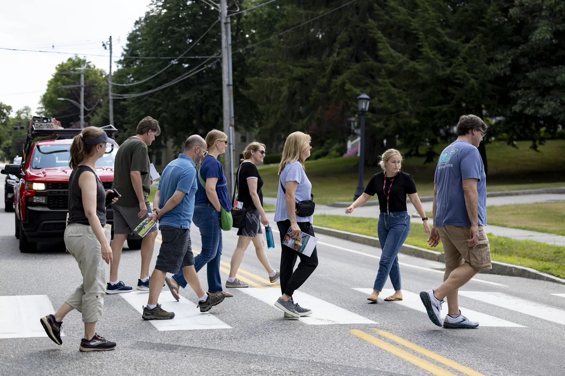 Sam Simmons ’24, a neuroscience major from Louisville, Ky., gives a one-hour campus tour on a warm summer afternoon, getting to know a group of adults, and they her, as their prospective students see Bates in a separate walk-through.“It’s something special about Bates tours and Admissions,” she says of the custom of separating high school students and their parents. It’s a great opportunity for the students to ask questions that they wouldn’t want to ask around their parents and vice versa.”Simmons, an Admission summer intern, gave her first campus tour in June — you’d never know she’s a newbie as she skillfully walks backwards, and weaves personal anecdotes with institutional wisdom without missing a beat. She’s also staffing information sessions and participating on the social media committee for the Class of 2026 Instagram account.She enjoys tailoring the walks and talks to the interests of the visitors so that she can point out specific buildings or spots they might be particularly interested in. She thinks tours are great, but “simply being on campus makes a difference. If students can picture themselves sitting in Commons as she did on her high school visit, or walking to the library, “I think it’s the best way to figure out if they want to go to school here, if they can actually see themselves as a member of the Bates community.”