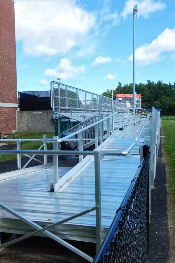 ADA-compliant access to the new bleachers at the Campus Avenue Field. (Doug Hubley/Bates College)