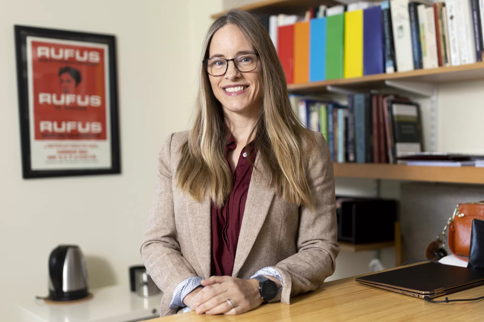 Associate Professor of Economics Sandra Goff in her Pettengill Hall Office, Pettengill 274.