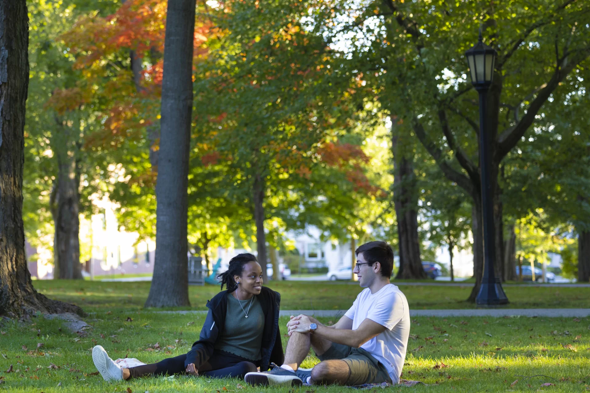 “It’s mindfulness for college.”

—Fiki Hunt ’24 of New York City, a double major in psychology and film, joins neuroscience major Luke Janak ’24 of Blauvelt, N.Y., for golden hour on the Historic Quad. After tossing a frisbee, they sat down to take some time “to decompress from classes,” Hunt said.