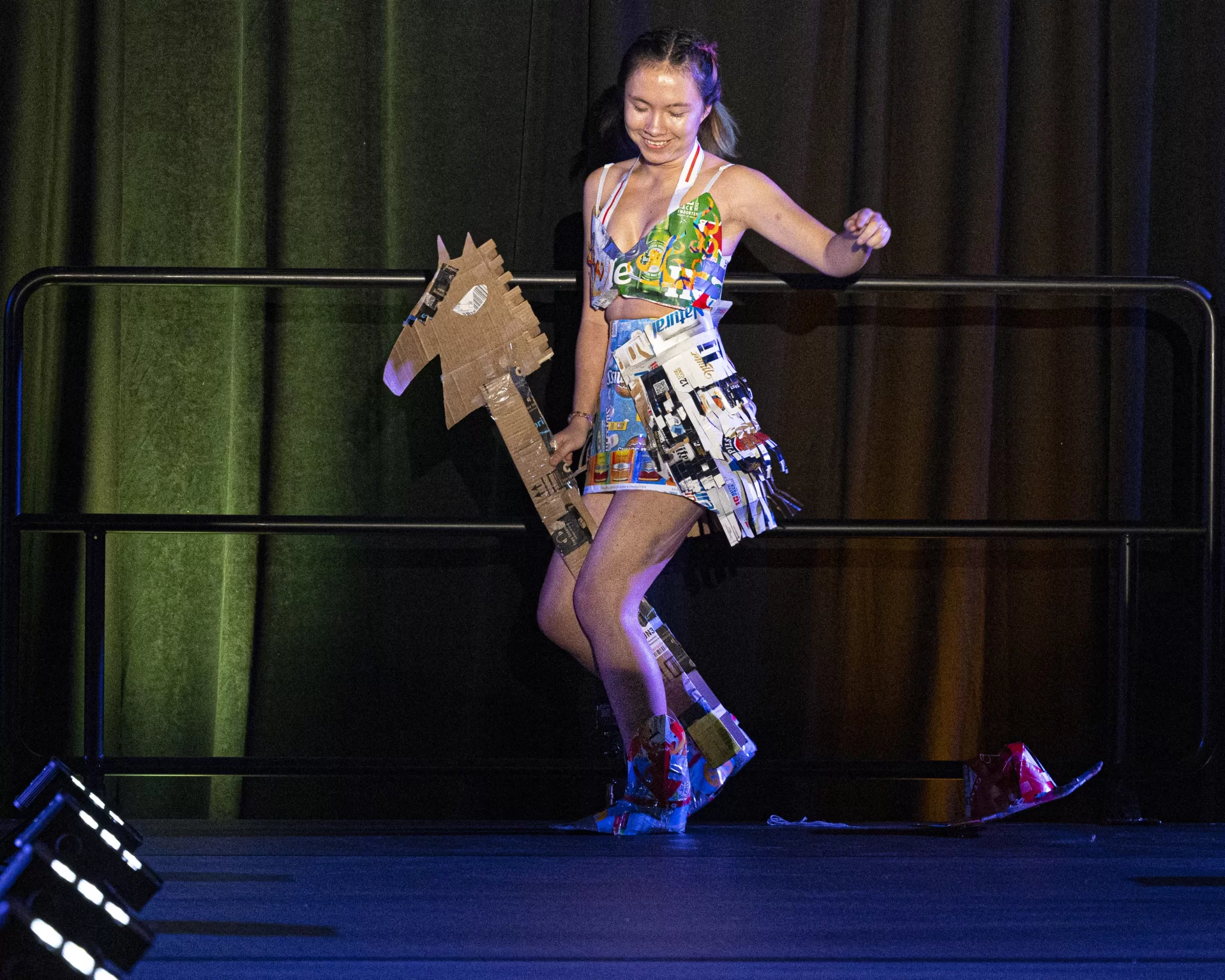 The annual Trashion Show, a fully in-person event for the first time since 209, was held on Nov. 16, 2022, in the Gray Athletic Building. (Phylllis Graber Jensen/Bates College)