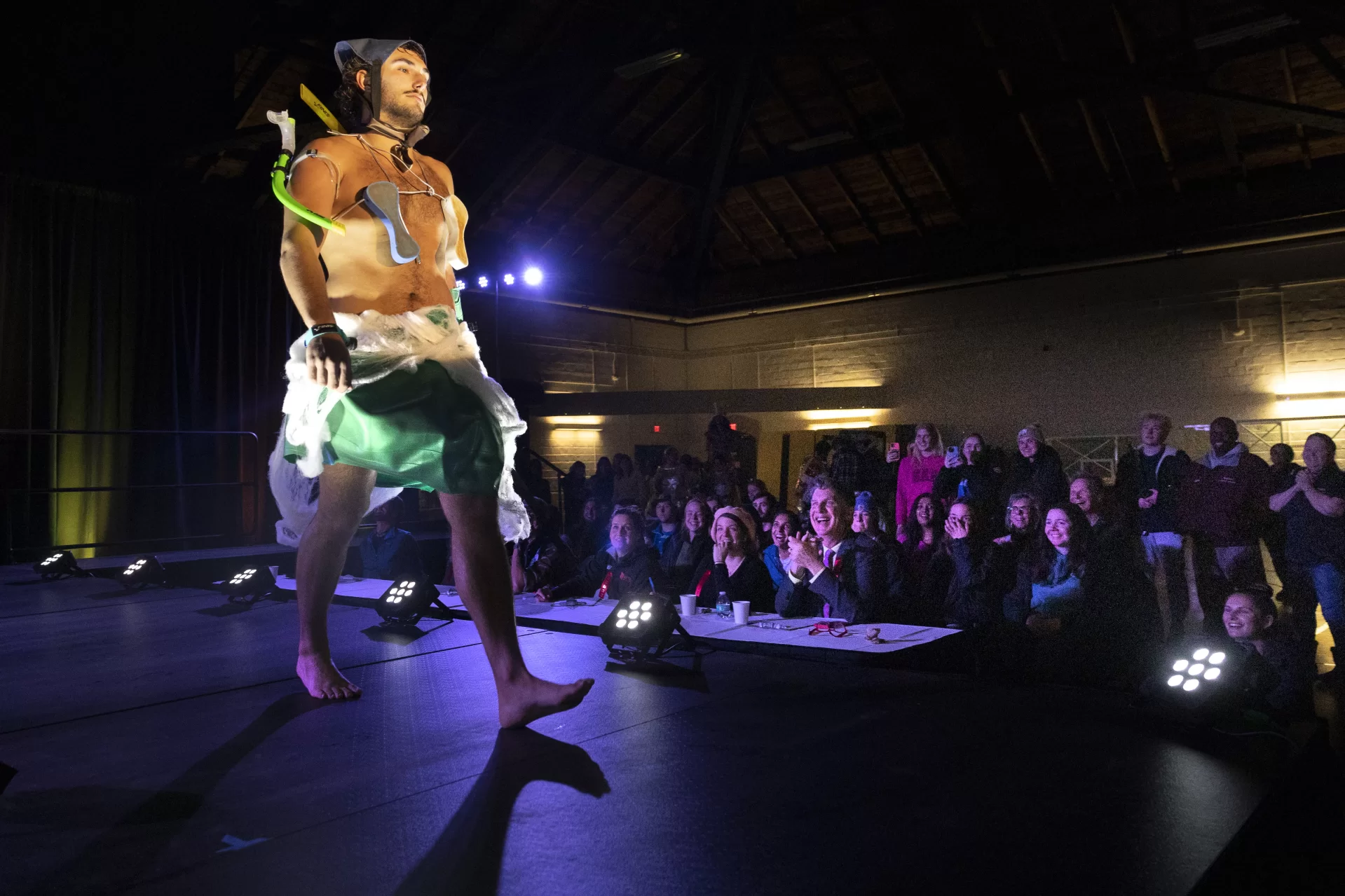 The annual Trashion Show, a fully in-person event for the first time since 209, was held on Nov. 16, 2022, in the Gray Athletic Building. (Phylllis Graber Jensen/Bates College)