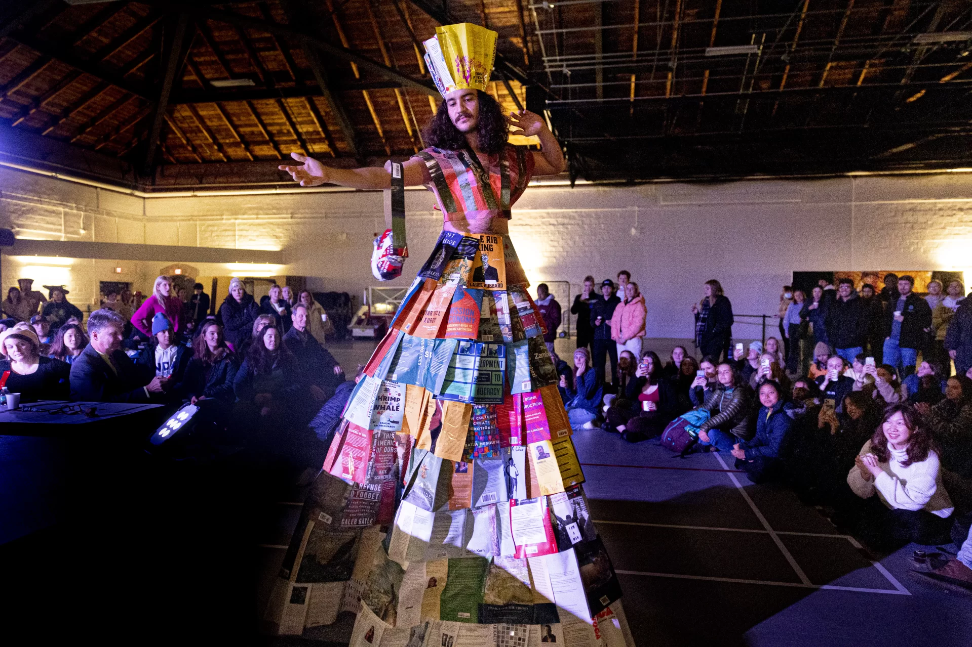 The annual Trashion Show, a fully in-person event for the first time since 209, was held on Nov. 16, 2022, in the Gray Athletic Building. (Phylllis Graber Jensen/Bates College)