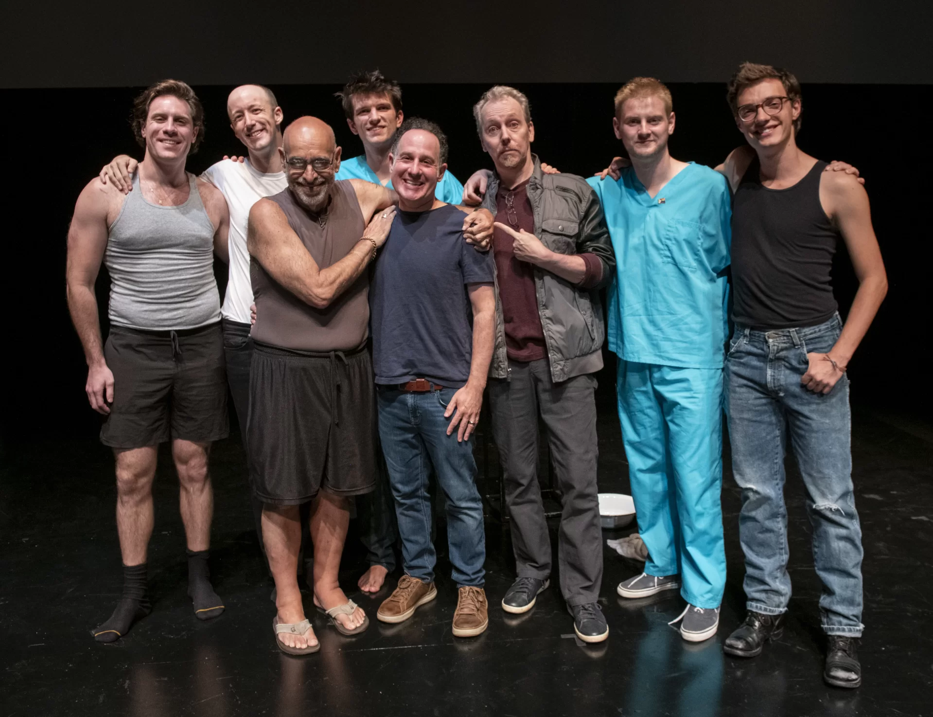Jonathan Adler '00, center, stands with the cast of his play, "Reverse Transcription".  Photo courtesy of Jonathan Adler.