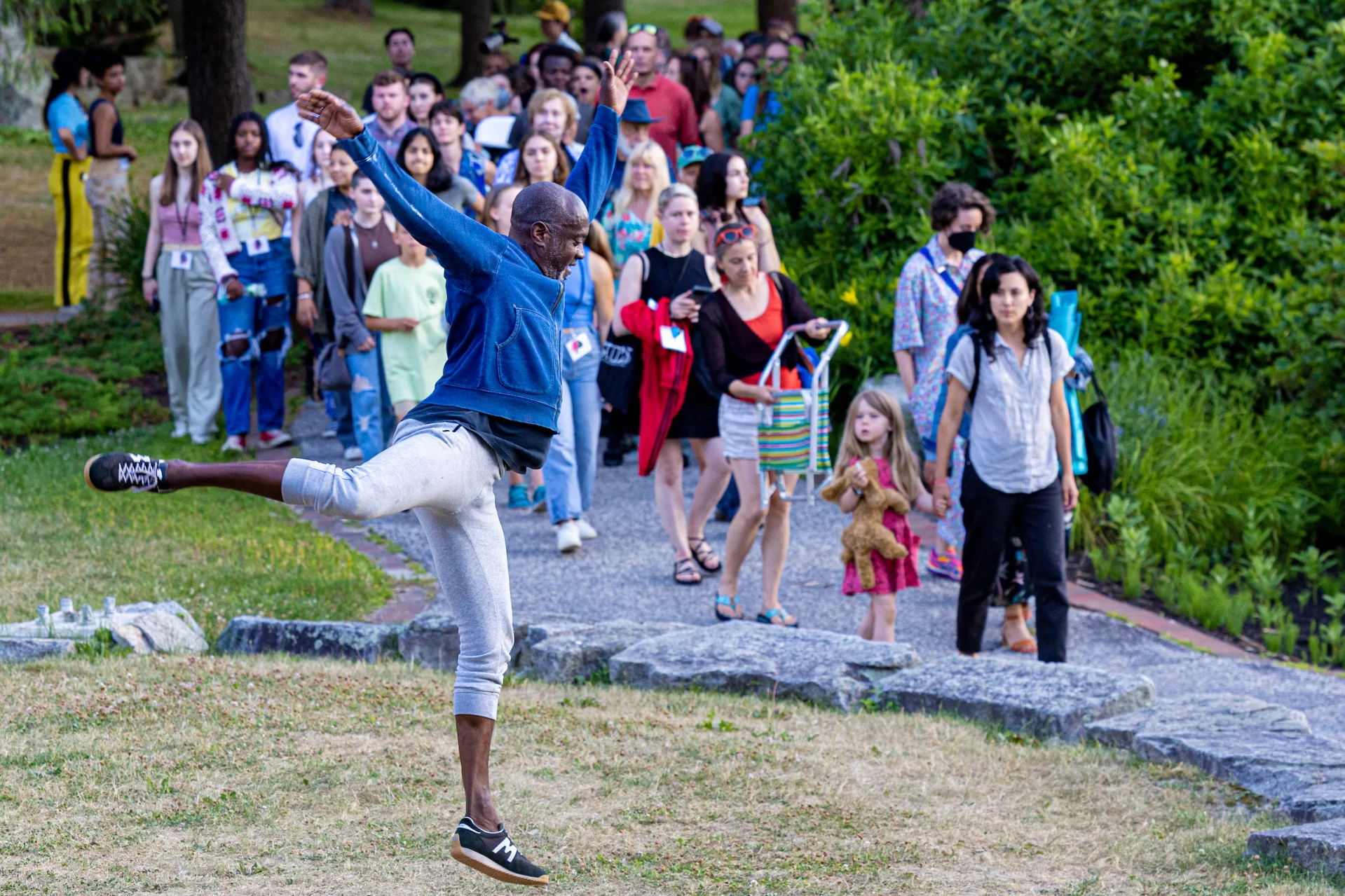 Bates Dance Festival performance at Lake Andrews on Monday, July 11, 2022.

Fist & Heel Performance Group
…together, they stood shaking, while others began to shout
Mon, July 11, 7 pm
Lake Andrews

Tickets Available June 1st Join Fist & Heel Performance Group, Bates Dance Festival students and faculty members, and community members from all around Southern and Central Maine in a devised performance using dances from the company’s Shaker-inspired work Power.

Fist & Heel Performance Group is a Brooklyn-based dance company that investigates the intersections of cultural anthropology and movement practices and believes in the potential of the body as a valid means for knowing. Our performance work is a continued manifestation of the rhythm languages of the body provoked by the spiritual and the mundane traditions of Africa and its Diaspora, including the Blues, Slave and Gospel idioms. The group has received support from major foundations and corporations and has performed at notable venues in the United States and abroad.  

In the spirit of building equitable relationships with our community partners, Bates Dance Festival would like to acknowledge the intellectual, creative and administrative labor that Indigo Arts Alliance has contributed to the fulfilment of Reggie Wilson’s residency. We could not have successfully executed community outreach and connections for all of the programs without the expertise of Indigo Arts Alliance.