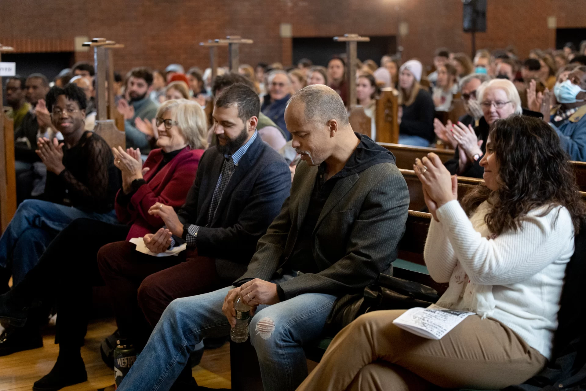 Martin Luther King Jr. Day 2023 keynote speaker, Keith Hamilton Cobb, playwright and actor, speaks to a SRO crowd in the Peter J. Gomes Chapel on Jan. 16. 2023.