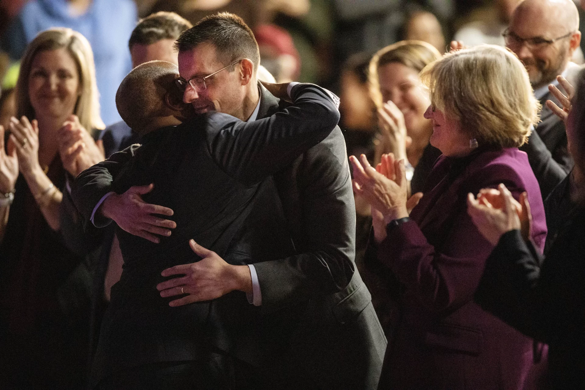 Moments from President-elect Garry W. Jenkins being welcomed to campus during a welcoming event at Alumni Gymnasium on March 7, 2023.(Theophil Syslo | Bates College)