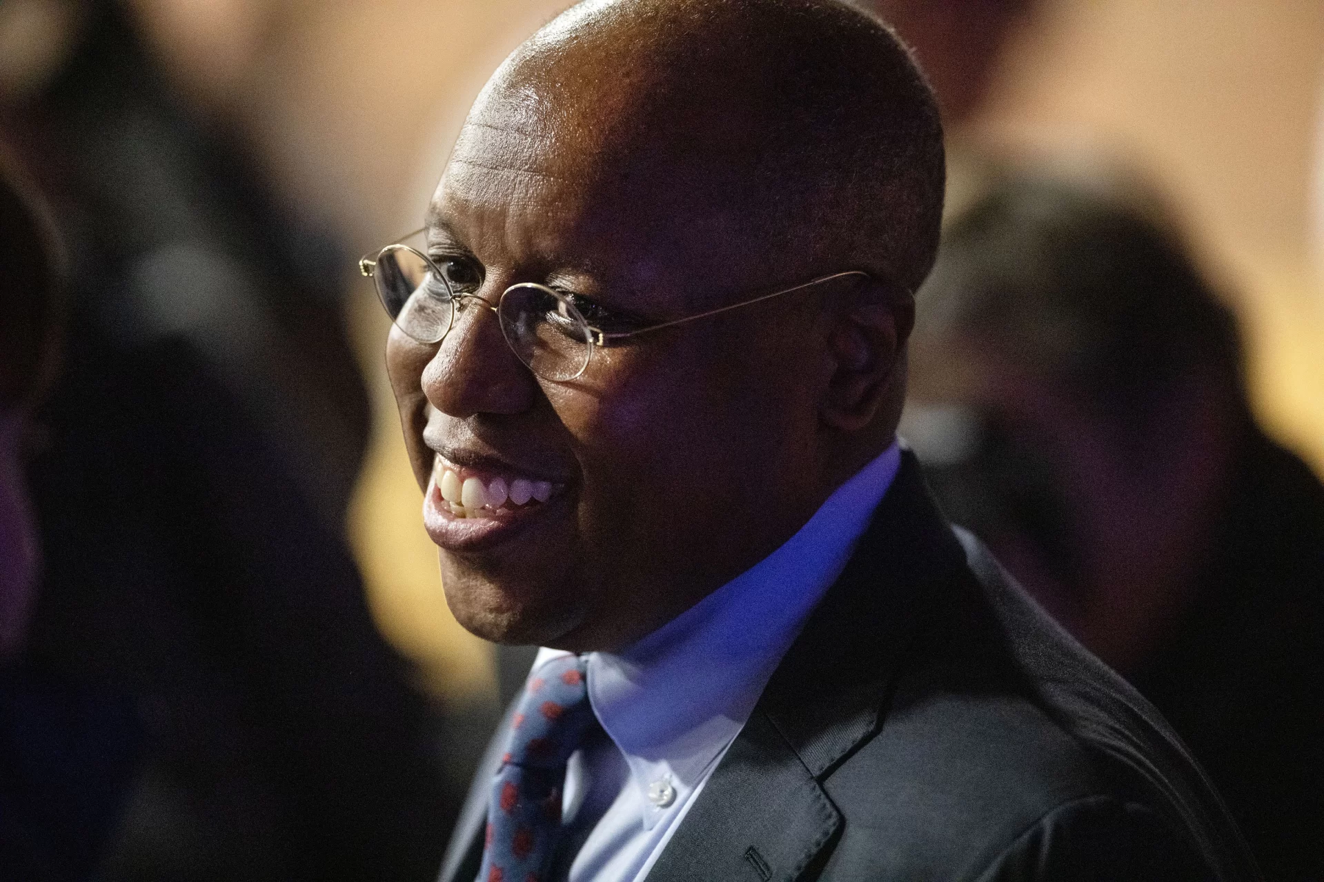 Moments from President-elect Garry W. Jenkins being welcomed to campus during a welcoming event at Alumni Gymnasium on March 7, 2023.(Theophil Syslo | Bates College)