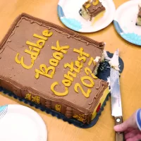 Moments from Ladd Library’s second Edible Books Festival on Friday, April 7th. (Theophil Syslo | Bates College)