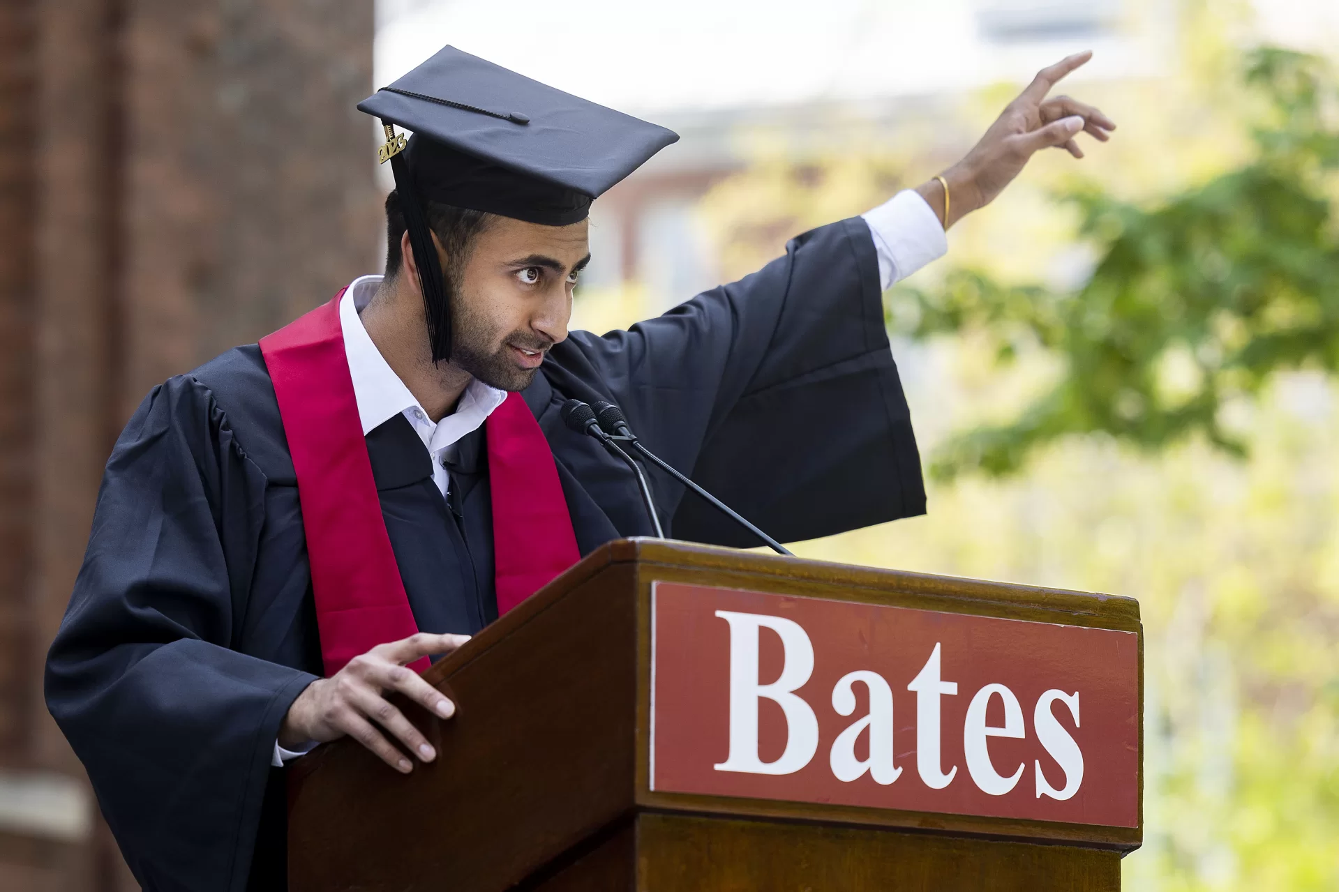 Moments from Commencement morning on May 28, 2023, when members of the Bates Class of 2023 graduated on the Historic Quad.
