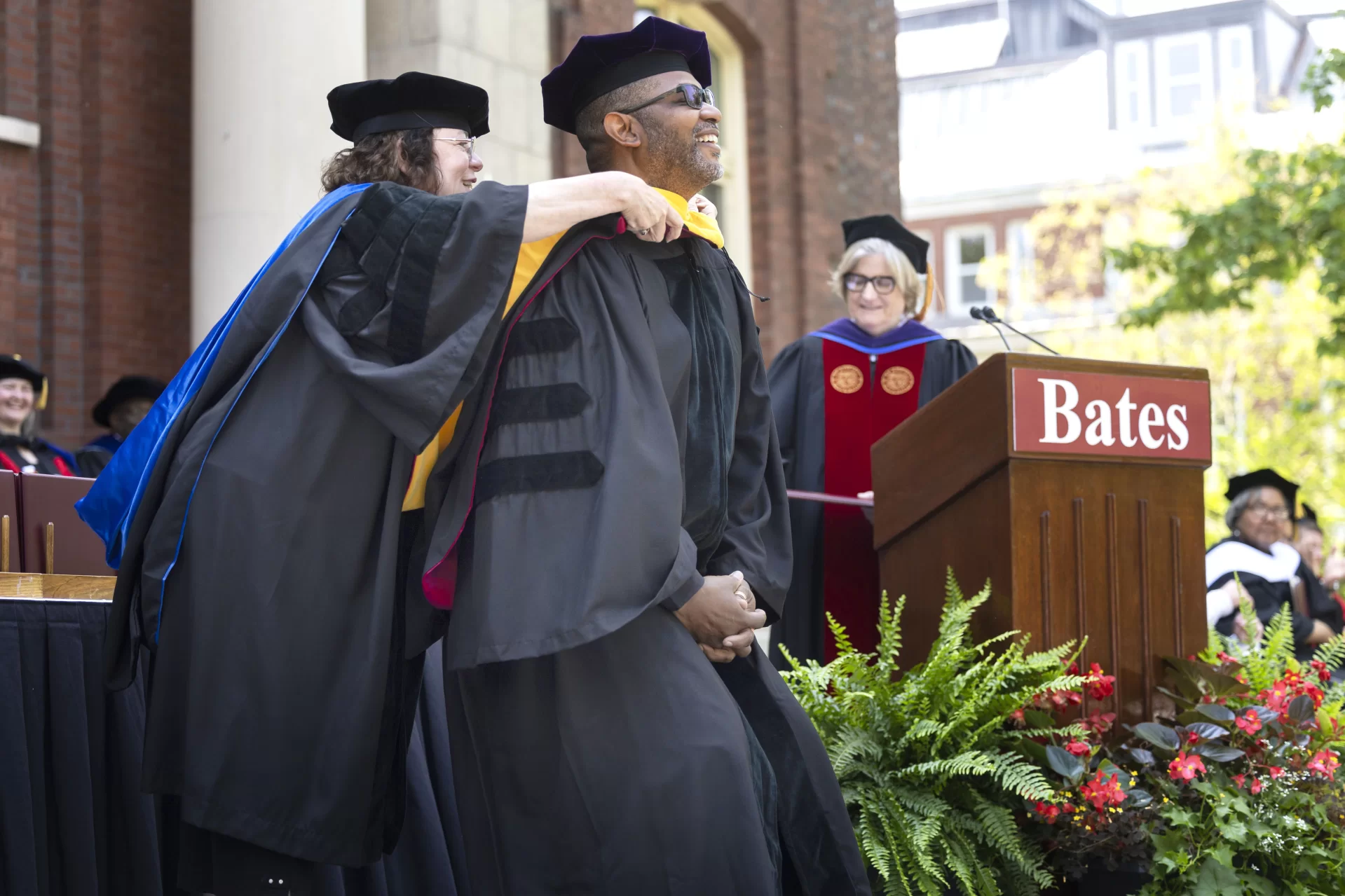 Moments from Commencement morning on May 28, 2023, when members of the Bates Class of 2023 graduated on the Historic Quad.