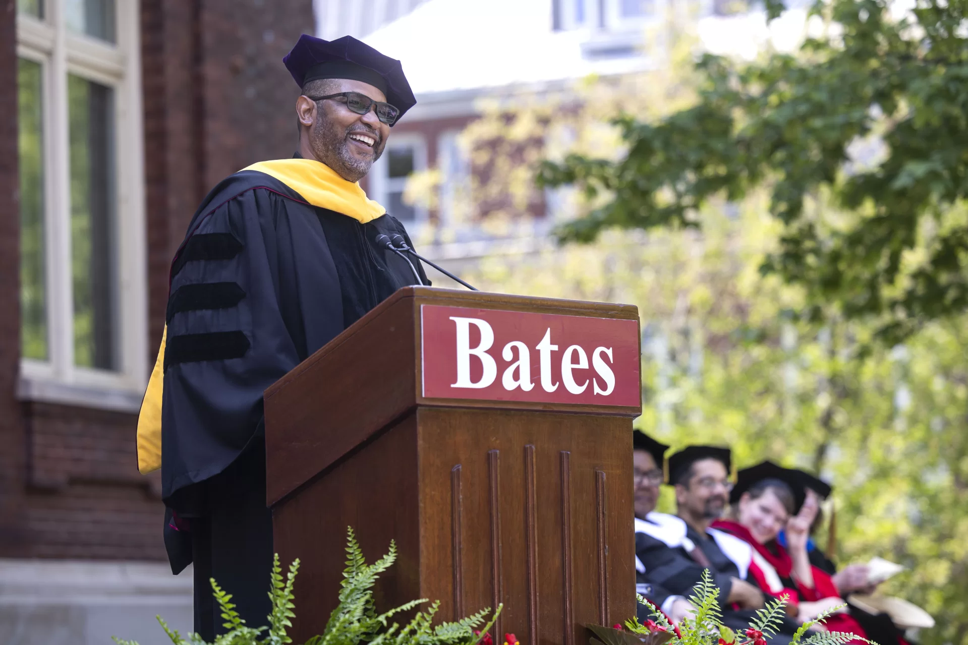 Moments from Commencement morning on May 28, 2023, when members of the Bates Class of 2023 graduated on the Historic Quad.