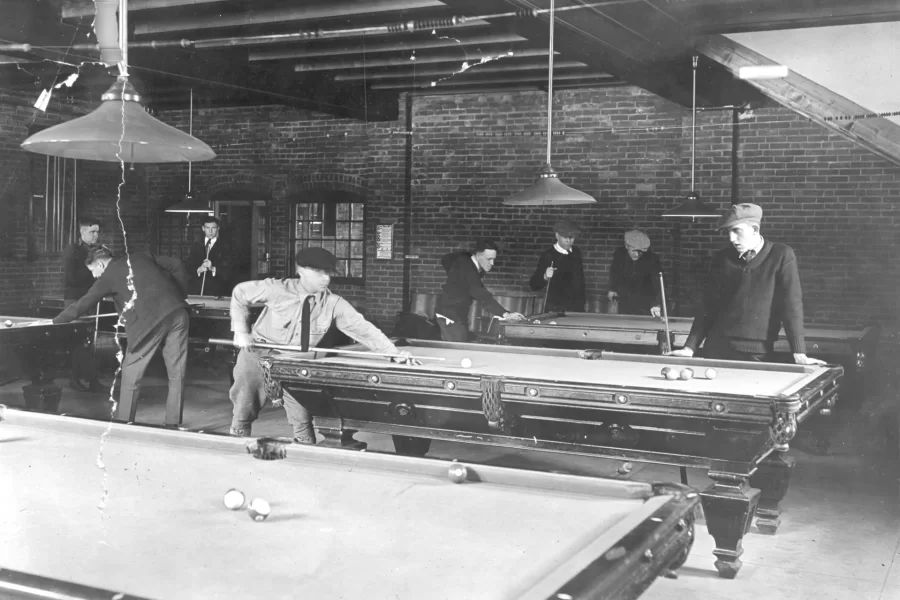 In an undated photo, students shoot pool in the basement of Chase Hall. (Edmund S. Muskie Archives and Special Collection Library)