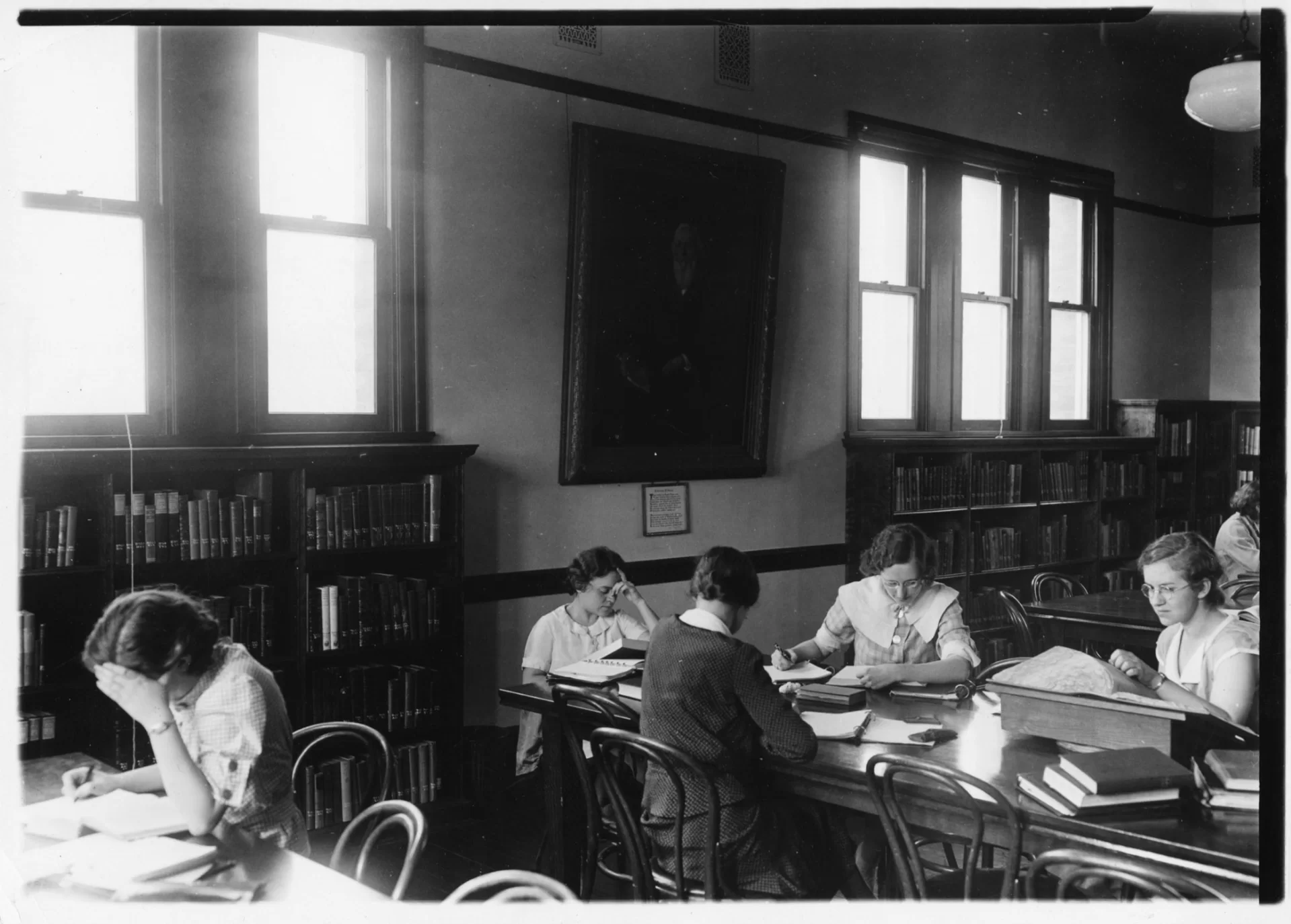 Students at work in the Jonathan Y. Stanton Room of Coram Library are shown in this undated photo. (Edmund S. Muskie Archives and Special Collections Library)