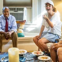 President Garry Jenkins meets with Admission Fellows for an ice cream social at the home of Vice President for Student Life Josh McIntosh at his home on 36 Mountain Avenue on July 5, 2023. It was the last scheduled event of the day. Day Five for the ninth Bates president — who officially became president on July 1 — was anything but a 9-to-5 affair, but instead a chance to explore the campus and meet as many folks as possible. After an early-morning walkthrough of Lane Hall, where he has his office, and the beverage break, provided by our Curb Cats food truck team, Jenkins took his first meal in Commons, a working lunch with faculty who are leading a few different academic initiatives. The afternoon was spent touring a variety of academic spaces and getting an inside look at the nearly completed Chase Hall renovation. His day concluded with a reception with colleagues and students who are on campus working as Admission fellows.