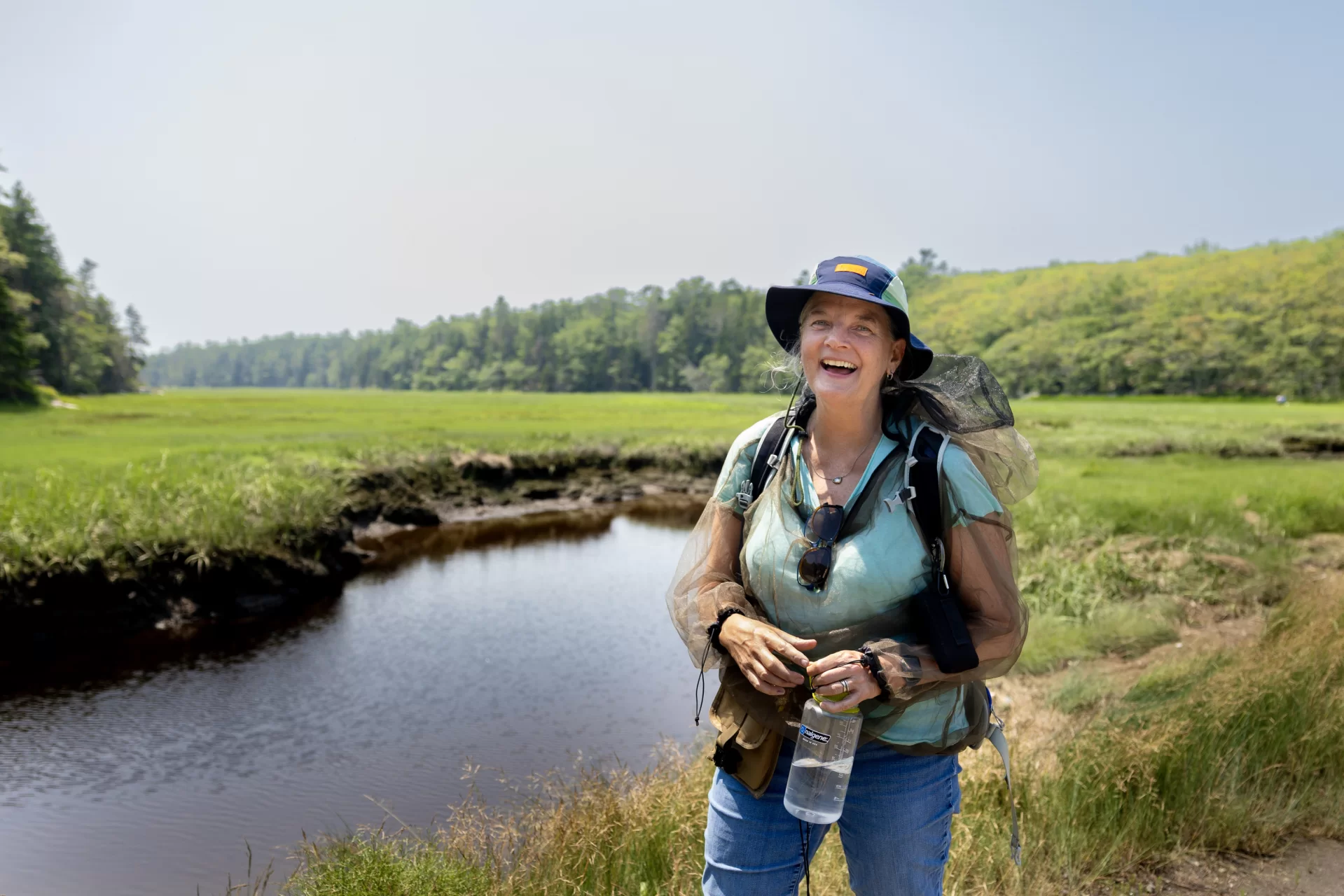 Professor of Earth and Climate Sciences Beverly Johnson takes her summer research students who are studying blue carbon cycling in salt marshes to Bates-MorseMountain in Phippsburg.

An EPA regional assessment of blue carbon stocks has recently been released.  Maine data are almost entirely from Johnson’s lab so Bates is heavily featured (mostly her thesis students).

Anna Sarazin (EACS 2024; funded by Maine Sea Grant) ---- short with red/blonde hair
Kate Dickson (EACS 2024; funded by Maine Sea Grant) ---- tall, carried the backpack, red hair
Hayden Eckblom (EACS 2025; funded by Maine Climate Science Information Exchange) --- the only male
Fiona Wilson (Biology, 2025; funded by Maine Community Foundation) ----- the one wearing all the netting, blondish/red hair in pigtails
Evelyn Marchand (EACS 2026; funded by Maine Community Foundation) --- dark hair