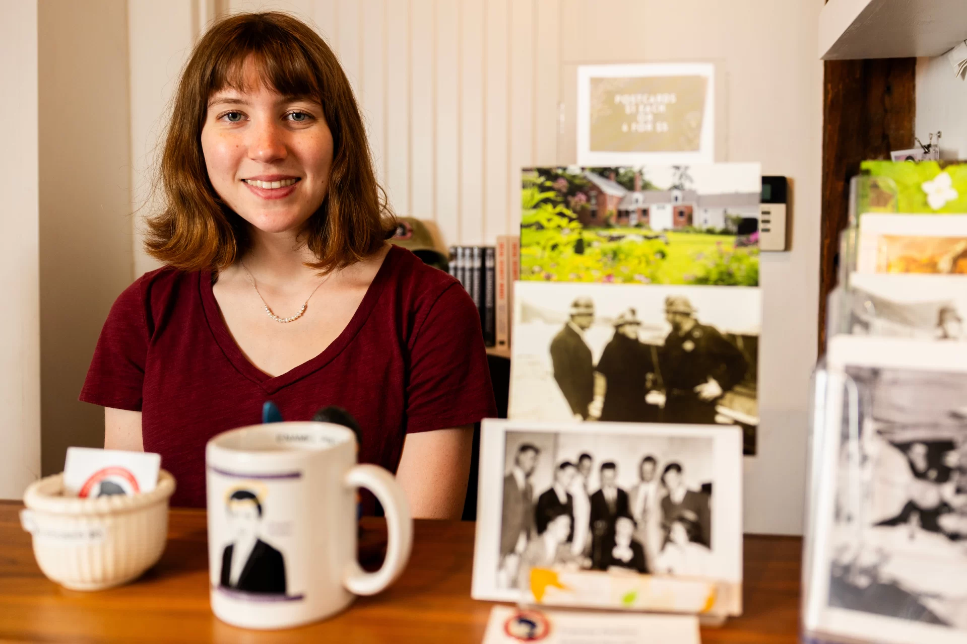 Student: Keira January ’25, a history major from Maplewood, N.J.

Place: Frances Perkins Center, Newcastle, Maine

Work: As a Purposeful Work intern at the center, named for the first woman to serve in a U.S. presidential cabinet and dedicated to honoring and preserving Perkins’ legacy
 January greeted visitors at the center and helped out with tours at the homestead. I also researched some medals that Frances Perkins had received during her lifetime, and worked during a couple of events the center put on.

Keira says: “One experience that challenged me was giving my first tour at the homestead. It was a lot of information to memorize, and many times audience members asked questions that I didn’t know the specifics of. However, over time I learned about the homestead and the Perkins family, so these questions became easier to answer.
I have learned that I really enjoy connecting with people and making their experiences better. I loved having conversations with visitors at the Frances Perkins Center and I heard so many interesting stories. It was really great to see the impact of our work in such an obvious way. I also learned a lot about labor history and workers’ rights, and now know that I would want to look more into this in the future.
As a history major, I’ve learned that my concentration of modern history is the right one for me. I will also be on the lookout for certain topics I have learned more about this summer, especially labor history and immigration history. I am interested to see how these will appear in my future classes.
Emma Wegner as well as Michael and Laura Chaney have been great this summer!