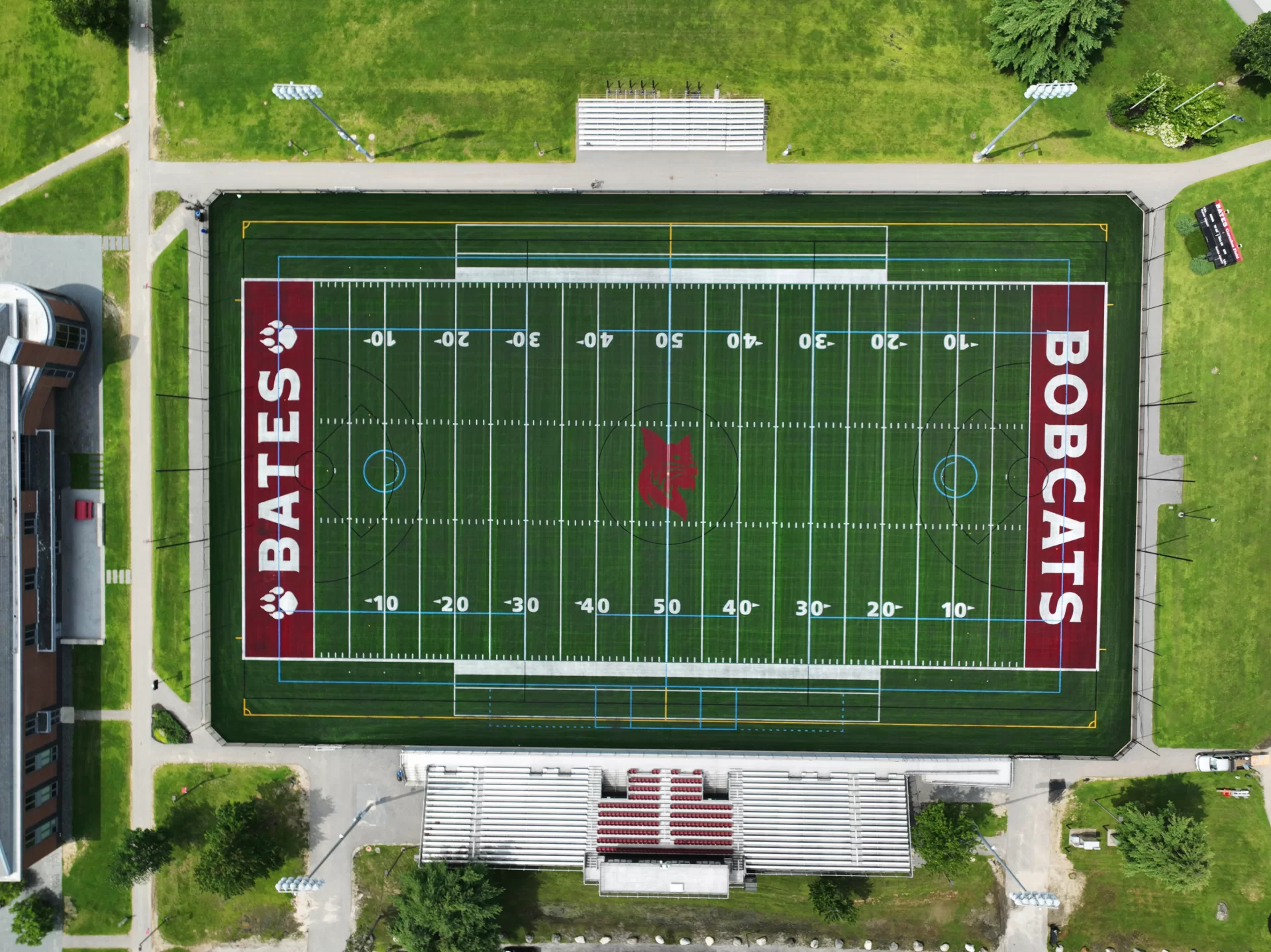Drone shot of Garcelon Field shot on August 3, 2023. Pilot:
Rush, Branden F.

brush@bates.edu

Sr. Academic Technology Consultant - VR/AR & 3D Technologies
Information & Library Services
207-753-6980
Coram Library, Room 103C

(Theophil Syslo | Bates College)