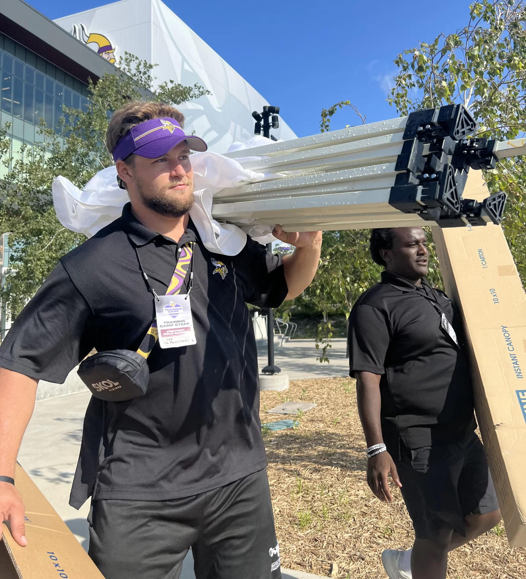 Cole De Magistris ’24, an economics and rhetoric, film, and screen studies double major from Emerson, N.J.


He had a purposeful work internship during August 2023 with the Minnesota Vikings training facility in Eagan, Minn. He was photographed here on Aug. 21, 2023.


Work: Supporting marketing, fan engagement, and guest services initiatives included with Fan Village, the Vikings’ fan experience program during training camp.