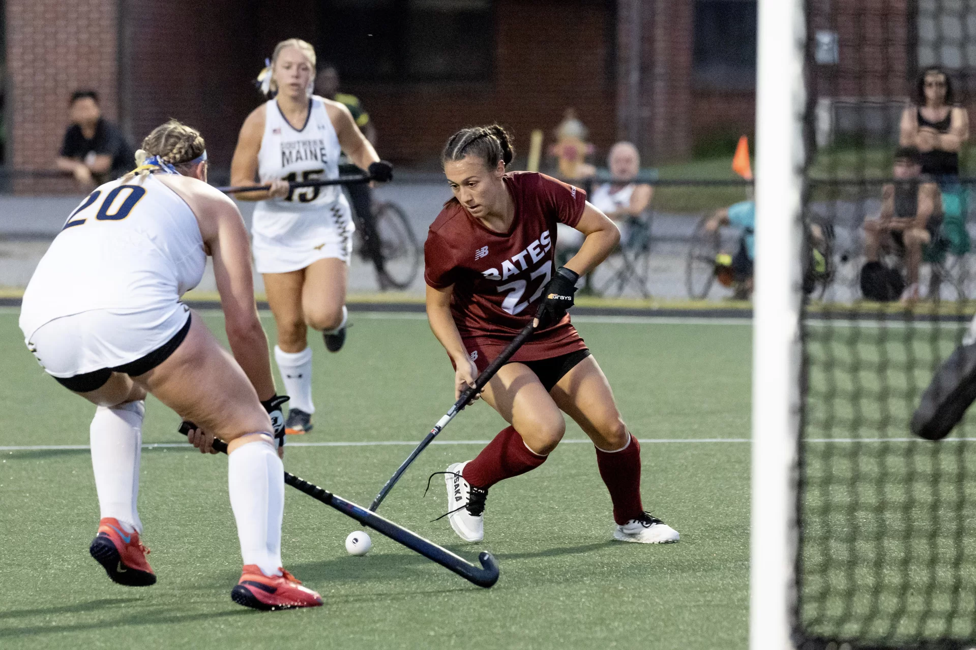 Bates Field Hockey plays University of Southern Maine on Sept. 5, 2023 at the Morgan McDuffee Field in the first home competition of the 2023-24 season.