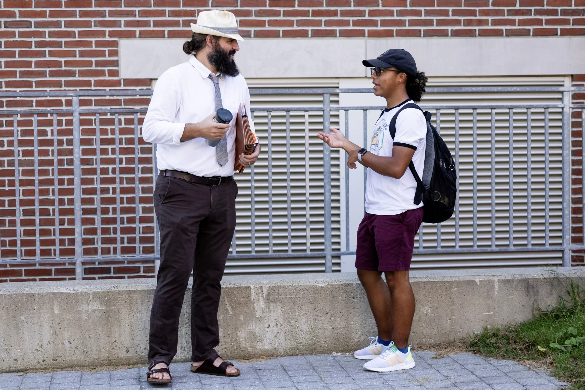 Assistant Professor of Classical and Medieval Studies Mark Tizzoni fishes up teaching on the steps between Pettengill and Lane halls on the morning of Sept. 7, 2023.
His course is titled “CMS 291 - Colonization and Resistance in Late Antique North Africa” and it’s described this way:
While treated by some scholars as peripheral, North Africa was and is a central arena in global history. This course examines the Maghreb in the dynamic period of transformation that saw the Roman Empire devolve into separate political and social entities, ca.200-700 C.E. In these critical centuries, North Africa and North Africans served both as anchors preserving Roman culture and society, and key agents in its transformation and devolution. Approaching the topic through primary and secondary sources, this course focuses on key themes: colonization and resistance, ethnicity and identity, and cultural and social cohesion. Recommended background: CM/HI 102.