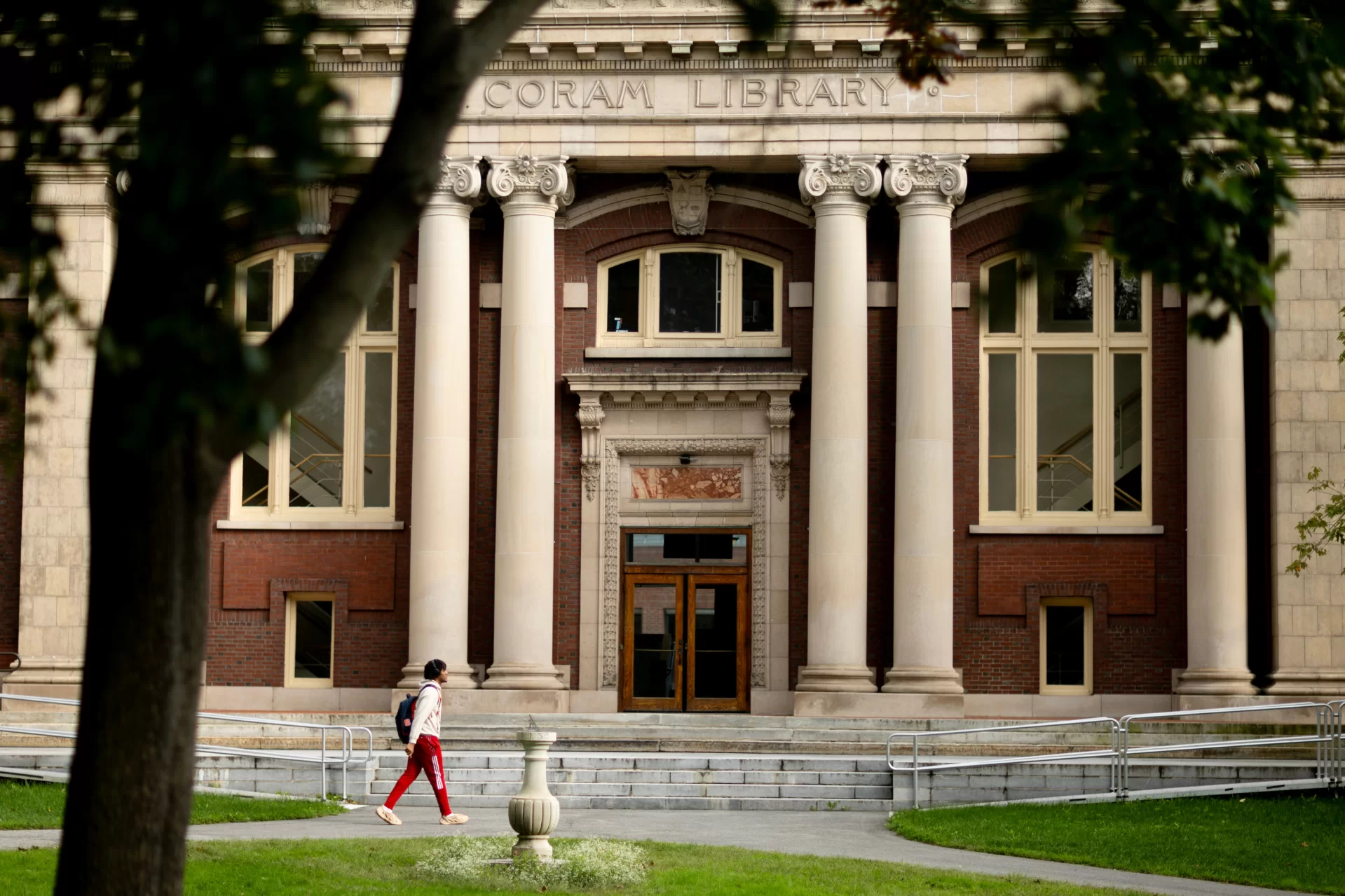 "The weather accentuates the vibe on campus, which is really good right now."
— Jermiah Germain '24, a psychology major from Boston, passing by Coram Library on his way to his residence on a splendid September afternoon, where the temperature topped off at 71 degrees with a fresh and dry northwesterly breeze.