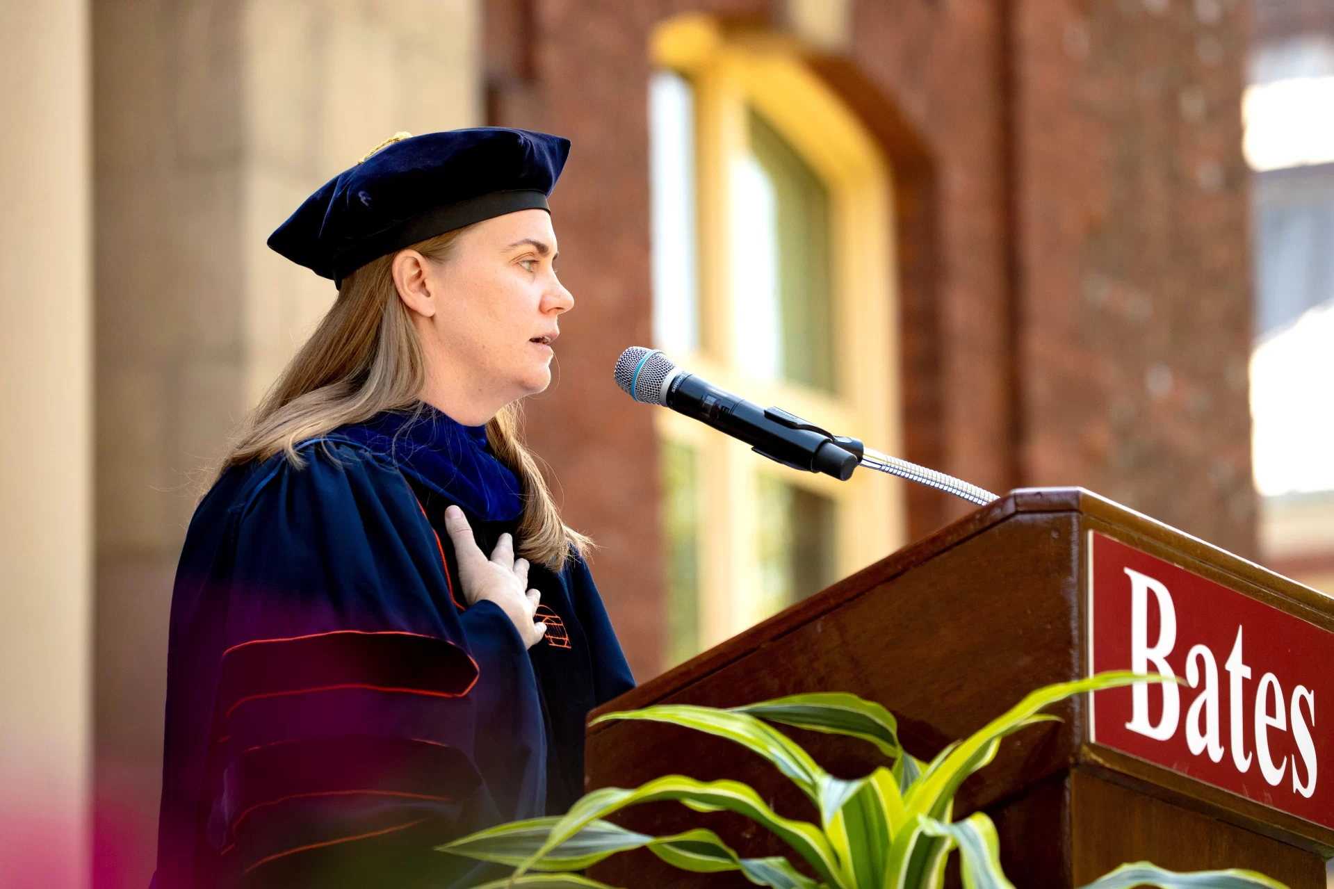 Convocation 2021 on the Historic Quad, followed by”In Memoriam: Planting New Life” on Augu. 31, 2021.

Mace Bearer Michael P. MurrayCharles Franklin Phillips Professor of Economics

Faculty MarshalsDolores O’HigginsEuterpe B. Dukakis Professor of Classical and Medieval Studies Kirk D. ReadProfessor of French and Francophone Studies

Senior Class Marshals; Fernando Rojas Christina Wang 

Music Bates Brass QuintetOpening Convocation11 a.m.Tuesday, August 31, 
2021Historic Quad Processional*

WelcomeA. Clayton Spencer President 
Greetings Kush Sharma ’23 and Marcos Pacheco Soto ’24, Co-Presidents, Bates College Student Government

On the Opening of the Bonney Science Center: Malcolm S. HillVice President for Academic Affairs and Dean of the Faculty

Convocation Address: “Where Do We Even Begin?” Katharine A. Ott Associate Professor of Mathematics

Benediction Brittany A. Longsdorf Multifaith Chaplain 

Recessional

Memorial Tree Planting  

On the Quad across from Lindholm House Immediately following Convocation, all are invited to attend a brief tree planting ceremony in memory of those in the Bates community who died during the past year. Convocation LunchIf the weather is fine, all are invited to lunch on the Library Quad. *The audience is requested to stand.