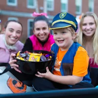 Last night was a sweet treat. The kids had an absolute blast and we think the trick-or-treaters had fun too. Thanks to the @batesharward Center, the City of Lewiston (@officiallewistonme), and The American Red Cross for helping us host such a special event for our community. We could see on our students' faces how healing it was to help bring some joy to our beloved city and home. President Garry W. Jenkins and his husband Jon Lee also joined in on the fun helping Bates students hand out the many pieces of candy made available at the event. We also want to thank all the families for coming out and sharing your Halloween with us.