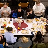 Harvest Dinner in Commons and Trashion Show in the Gray Athletic Building on Nov. 15, 2023. Trashion models and designers Grace Acton & Adelle Welch Sarah Smith, Janney Halperin, Isabella Sandoz John Campana & Hanna Kothari Kirk Read and Kerry O’Brien Julia Anderson & Simon Wilson (FYS) Sloan Phillips & Miguel Pacheco Ana Fowler Ashley Taylor & Annie Menden Christine Schwartz & Cheryl Lacey