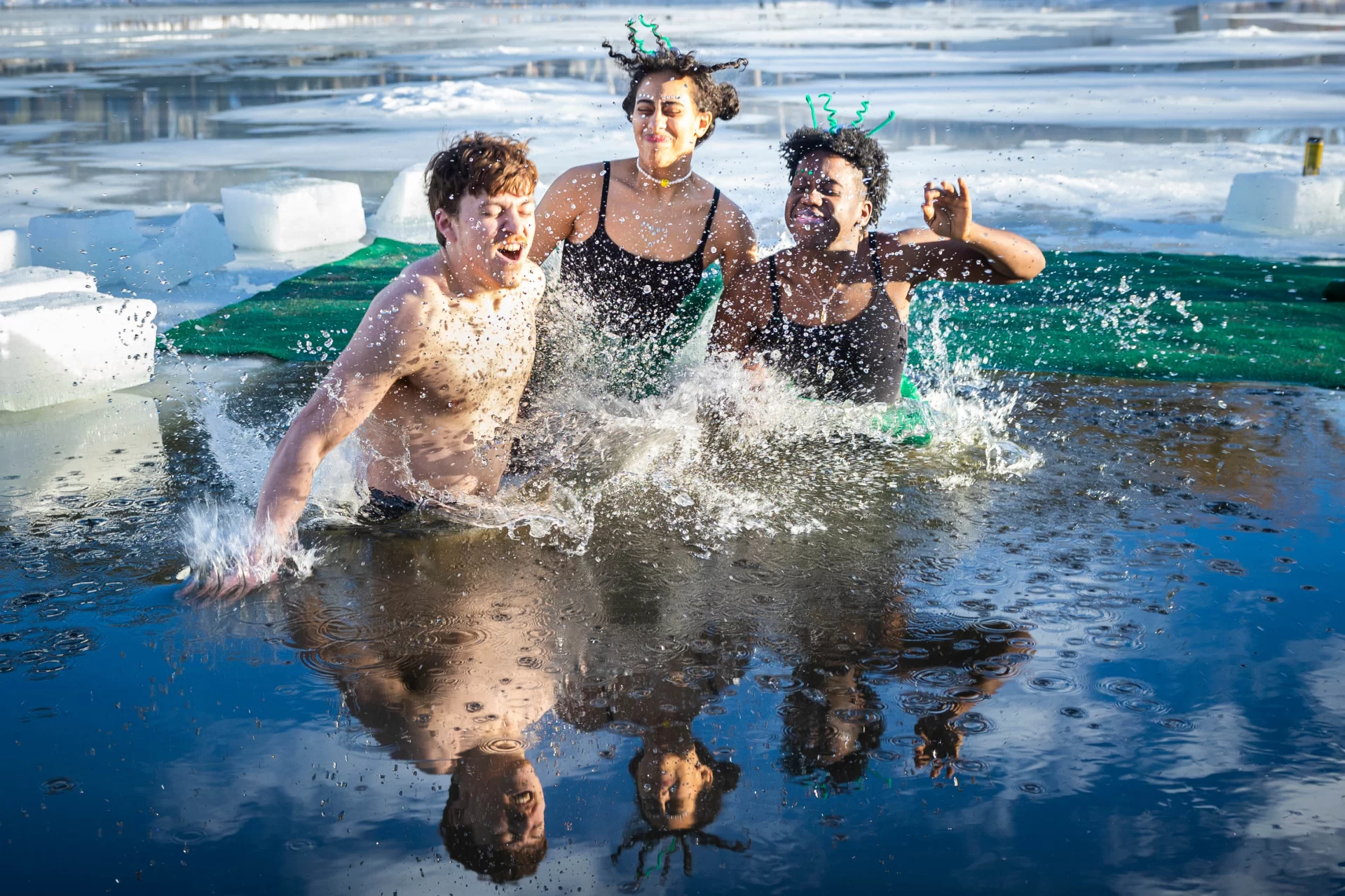 The Puddle Jump and jumpers enjoyed exceptionally warm weather on Feb. 10, 2023, as participants jumped into Lake Andrew beginning at 3 p.m.