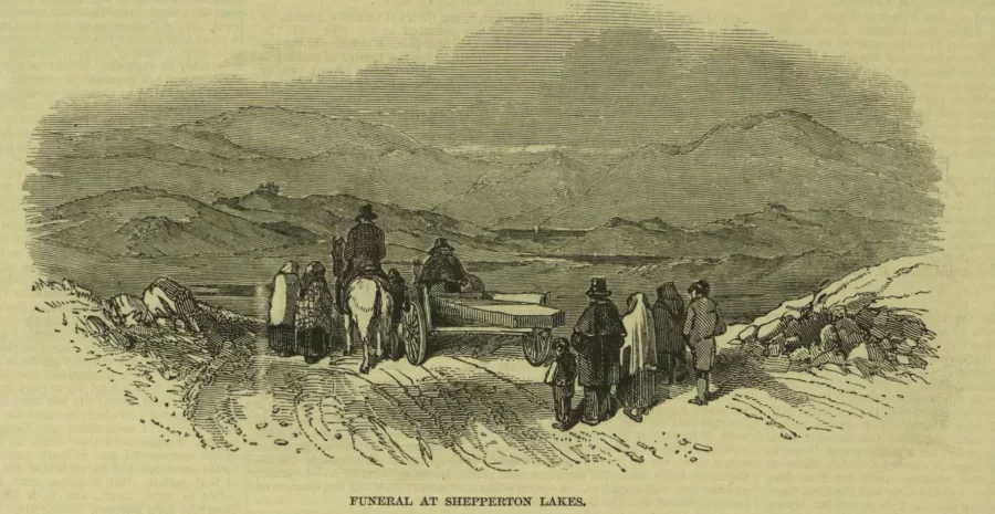 Carrying the caption “Funeral at Shepperton Lakes,” this illustration was published in The Illustrated London News of Feb. 13, 1847, with a story about the effects of the Great Famine in County Cork in southern Ireland. (Photos courtesy of Anelise Hanson Shrout)