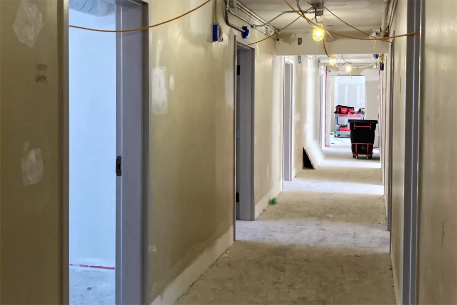The rooms lining this third-floor corridor at 96 Campus Ave. were once home to nuns belonging to the SIsters of Charity order. By fall 2024, Bates students will be residing in them. (Doug Hubley/Bates College)