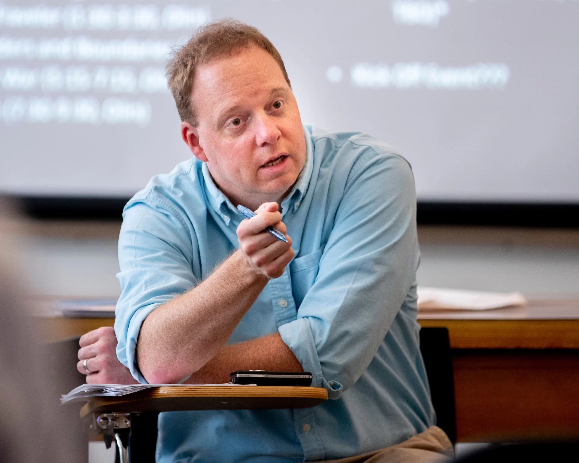 Associate Professor of Rhetoric, Film, and Screen Studies Jon Cavallero and his students in RFSS 391J - Film Festival Studies meet in Pettigrew 300 with Assistant Vice President for Dining, Conferences and Campus Events Christine Schwartz and Conference and Campus Events Manager Brenda Pelletier will to discuss catering and advertising/signage around campus for the 2019 Bates Film Festival 2019.  "That might be a good opportunity to highlight not just the role that students play in the festival but also staff (which is essential)," Cavallero said.  

This course is structured around ongoing discussions within the academic field of festival studies and asks students to apply those conversations to the planning of an on-campus film festival. Throughout the course, students screen, discuss, and evaluate possible festival films and draw on the resources and connections of the Bates community to produce the event. They also engage in discussions about the history of film festivals, the promotion of festivals, the ways that festivals are accredited, the funding of festivals, the audience(s) of festivals, and the ways these realities create opportunities and constraints for festival organizers. This seminar is recommended for juniors and seniors.