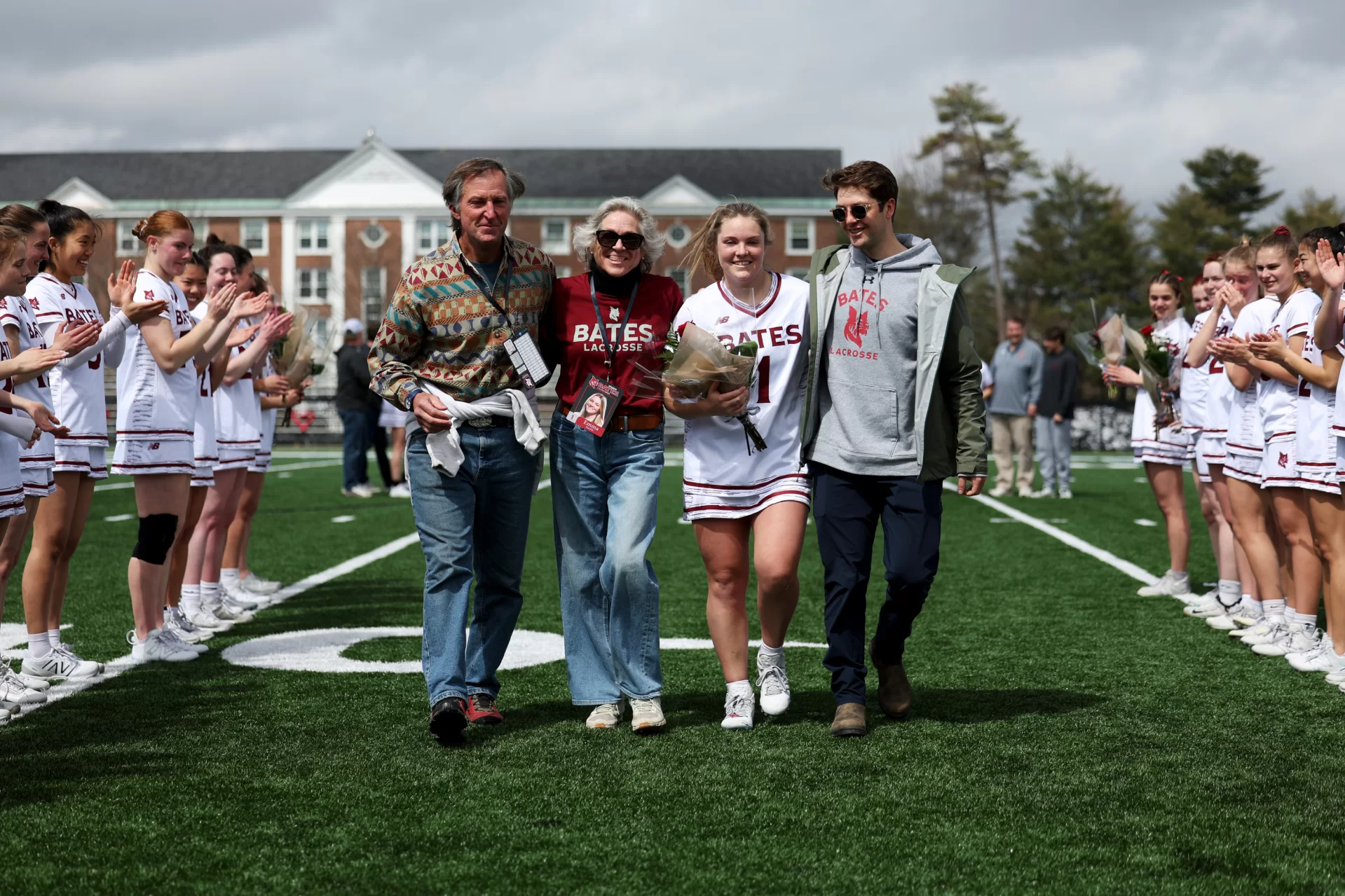 Bates College Women’s Lacrosse loses 13-16 against Amherst at Bates College on April 13, 2024. (Bates College | Theophil Syslo)