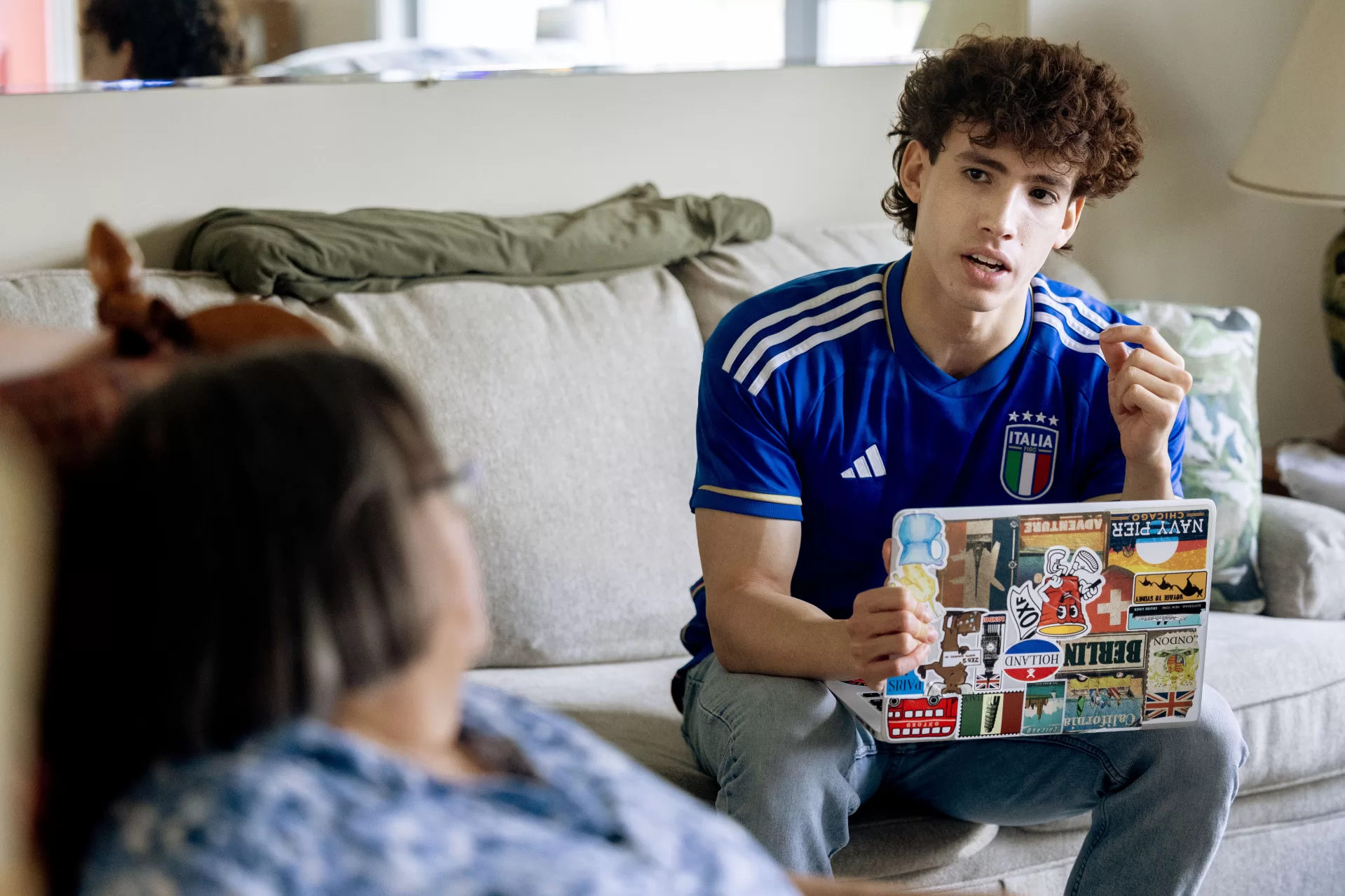 Jose Carmona (second from right) was barely a teenager when he posed with his siblings in May 2018 at during a graduation party at Carmen Thibodeau's home for Christopher Carmona '18 (left) and Alanis Carmona '18 (right), with their sister Carolina Carmona '22 (second from left). (Photograph courtesy of Carmen Thibodeau)