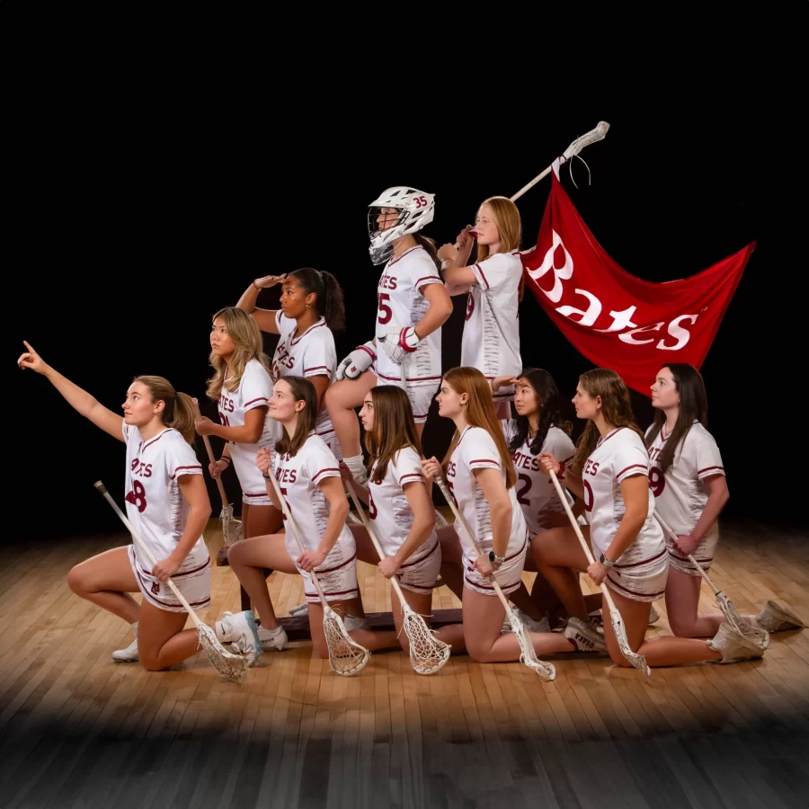 lacrosse players recreating Washington crossing the Delaware painting
