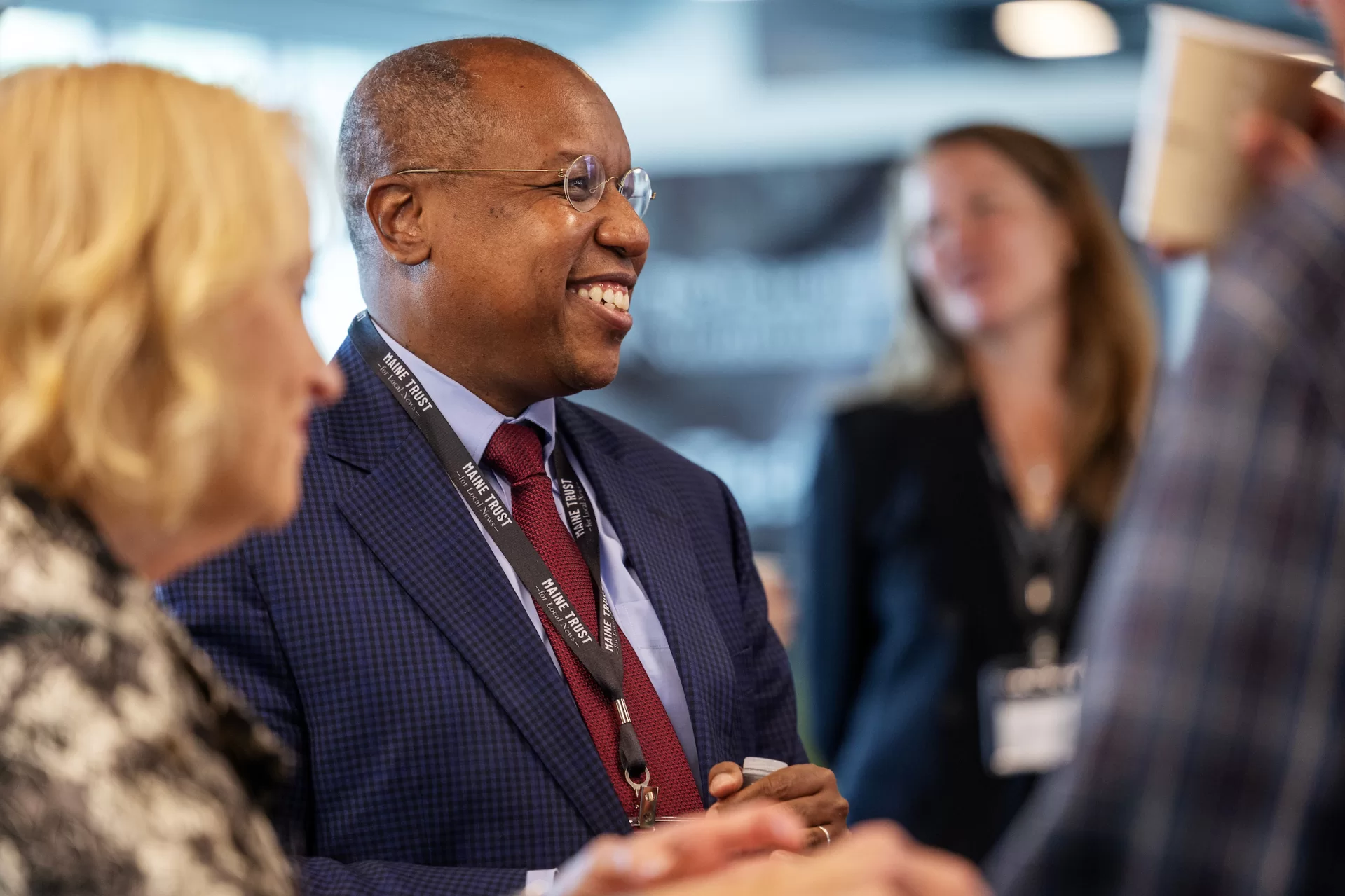 Bates College President Garry Jenkins speaks at Maine Trust for Local News, Open Door, at the Roux Institute on September 17, 2025.