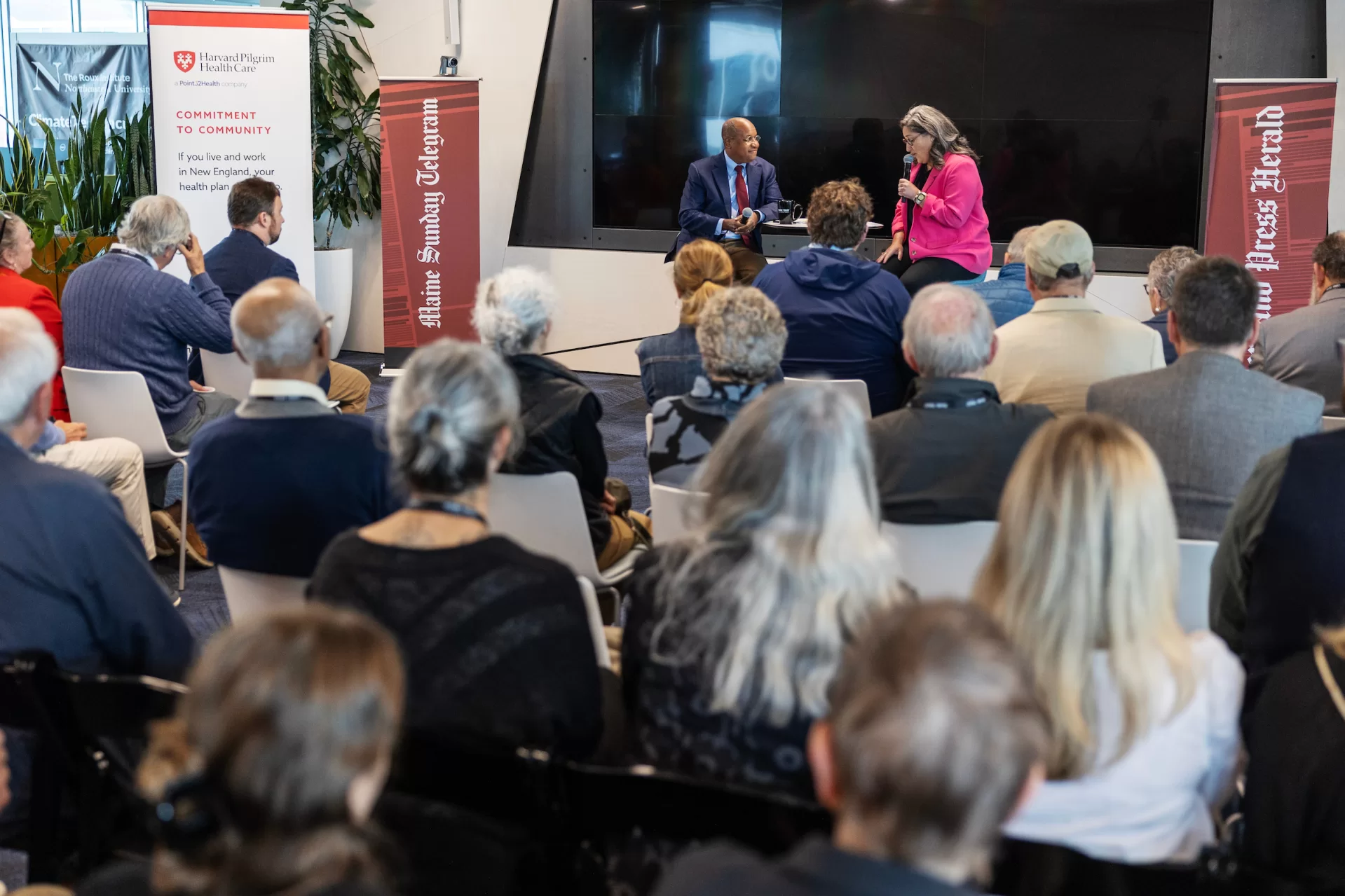 Bates College President Garry Jenkins speaks at Maine Trust for Local News, Open Door, at the Roux Institute on September 17, 2025.