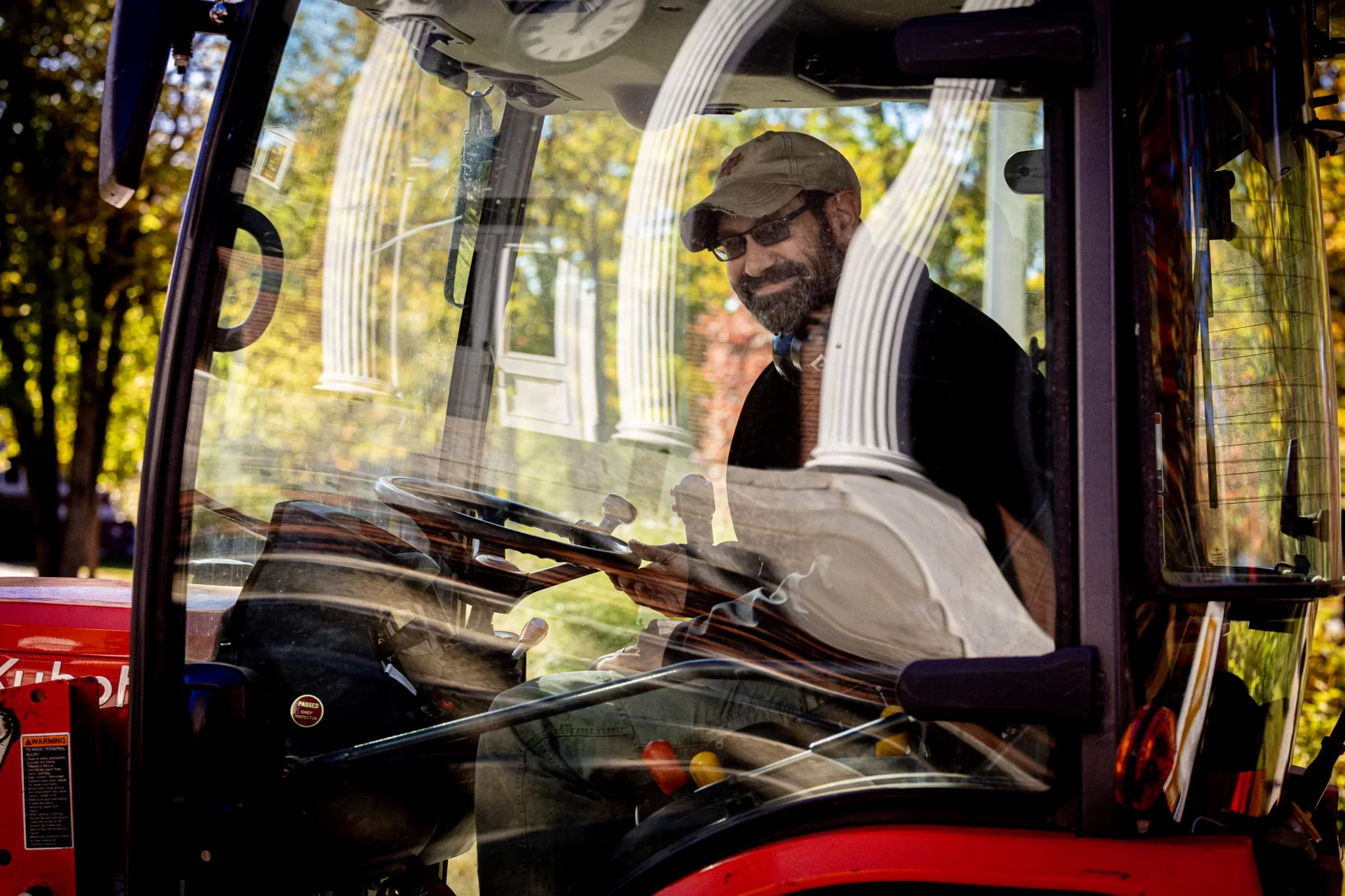 The Bates campus on Oct. 17, 2025.

Ian Brownlie drives a truck designed to collect fallen foliage across the Historic Quad.

Brownlie, Ian D.

ibrownli@bates.edu

Grounds and Maintenance Worker
Facility Services

207-777-7626