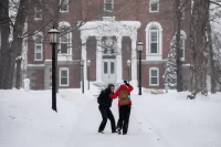 snow on Bates campus January 2026