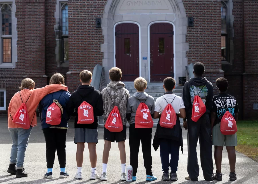 Aspirations Days, a joint effort of the Harward Center and the Aspiration Club, provide 8th-grade students of Auburn Middle School and Lewiston Middle School an opportunity to think about their potential next steps in life as they begin their transition to high school. Between 500 and 600 visit campus. In this image from September 2025, students from Auburn Middle School are shown during a day of college access workshops, Purposeful Work sessions, a tour of campus, and activities led by Bates students and Harward center staff.. More than 100 Bates students volunteer during those sessions. (Phyllis Graber Jensen/Bates College)
