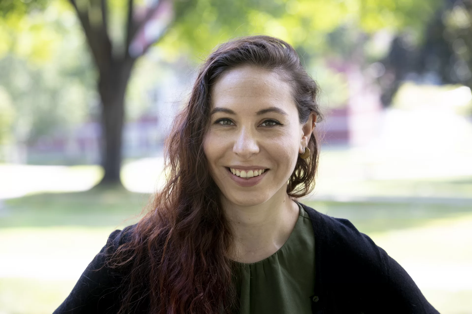 Assistant Professor of Politics Lisa Gilson photographed on the historic Quad and in her new Pettengill Hall office on Aug. 14, 2020.