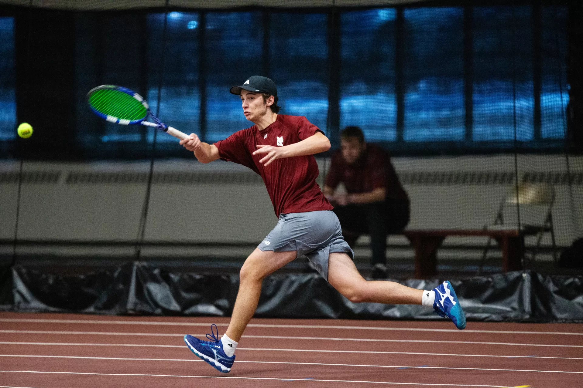 Bates College men’s tennis hosts Middlebury on March 14, 2026. (Theophil Syslo | Bates College)
