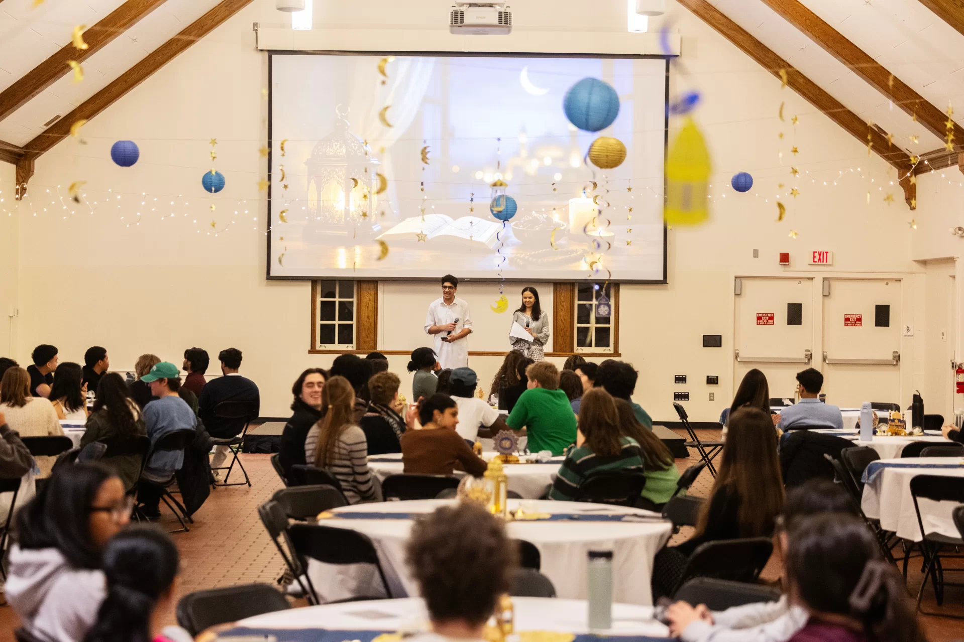 Moments from this year’s Ramadan Banquet hosted by the Muslim Student Association in Memorial Commons (Chase Hall) on March 14, 2026. (Theophil Syslo | Bates College)