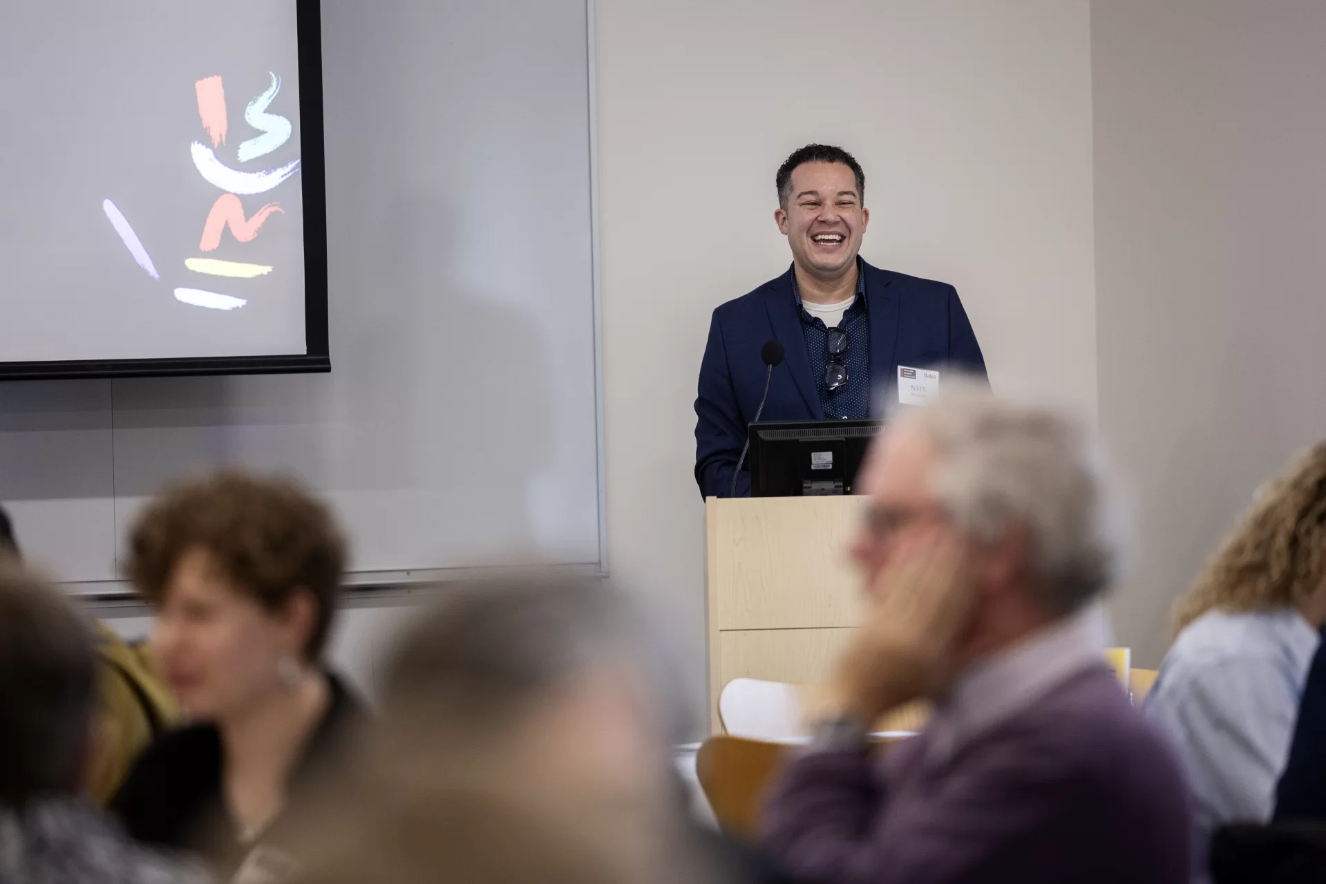 Following a presentation by The Bates Open Network on Dialogue, BOND Welcomes "Hidden Brain" Podcast Host, Shankar Vedantam, members met at Commons 221/222 for a Dinner & Dialogue on April 2, 2026.(Theophil Syslo | Bates College)