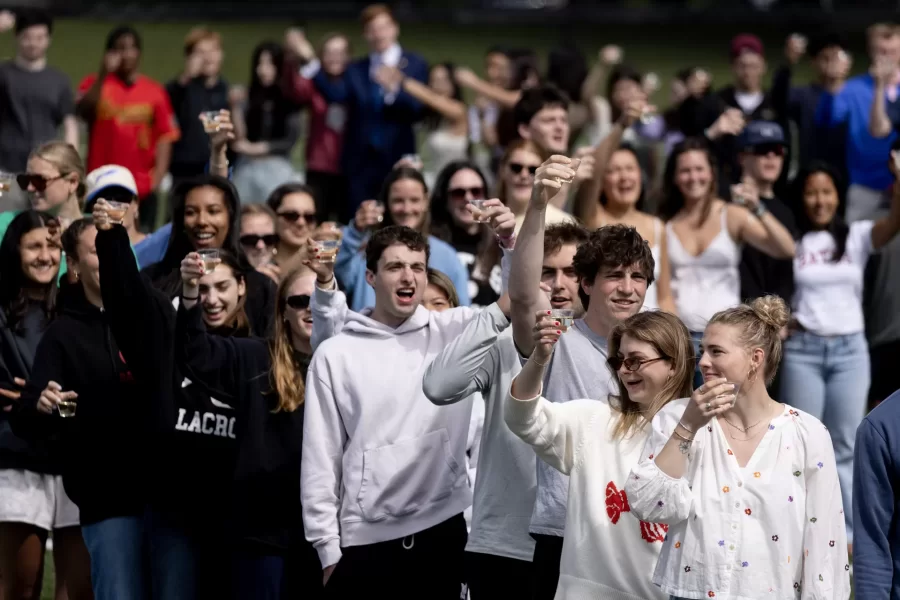 Members of the Class of 2026, assembled for the traditional class portrait on Garcelon Field the Friday before Commencement. (Phyllis Graber Jensen | Bates College)