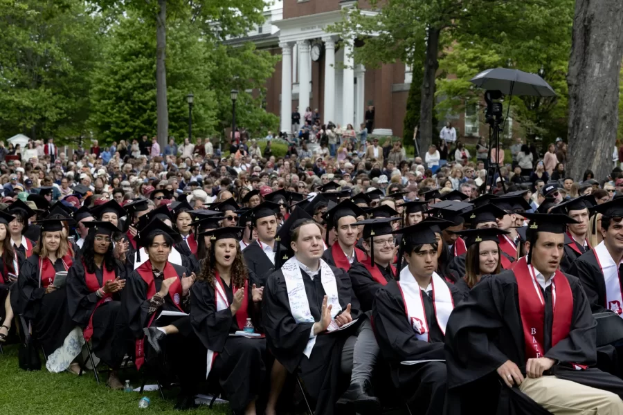 Seated and ready, the Class of 2026 enjoying their Commencement (Phyllis Graber Jensen | Bates College)